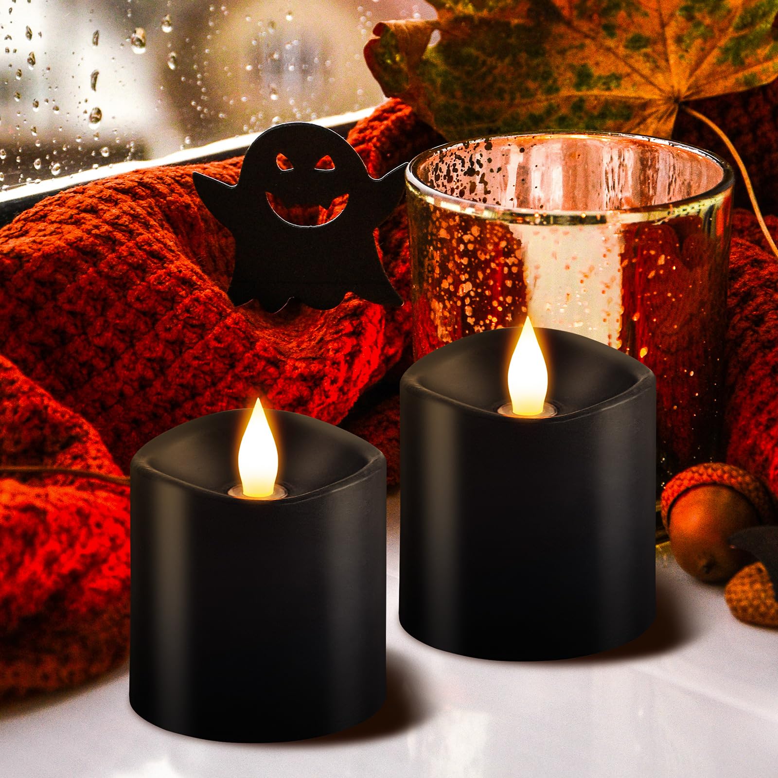 Milysoek 3X3 Flickering Flameless Candles Set Of 3, Led Candles Battery Candles Flickering,With Timer, 3 Inch Flameless Candles