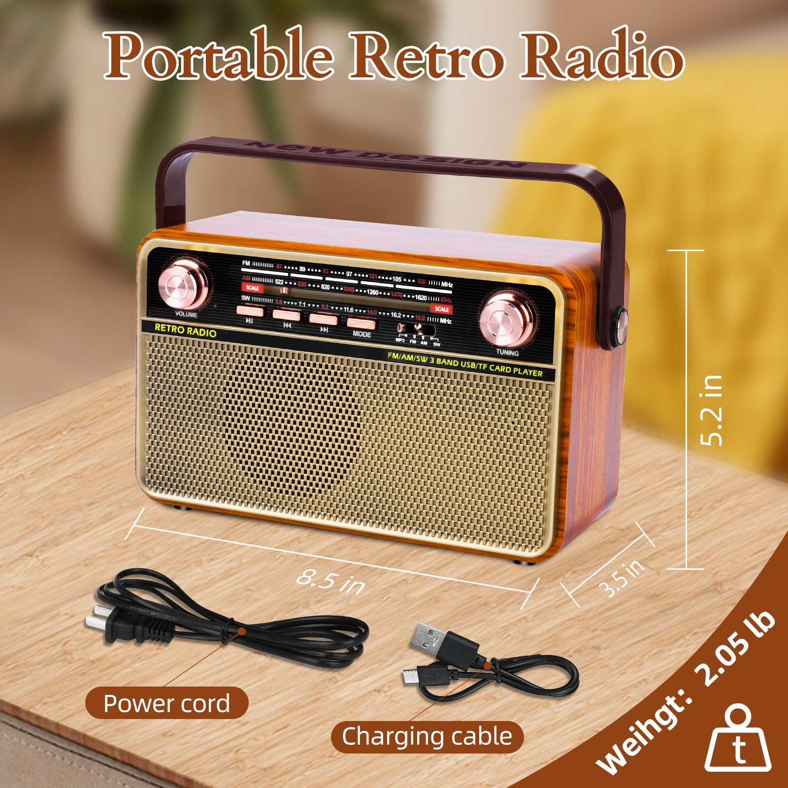 Portable Am Fm Radio, Dmyond Rechargeable Small Bluetooth Speaker Portable Radio, Shortwave Radio With, Ac, Operated Radio, Loud