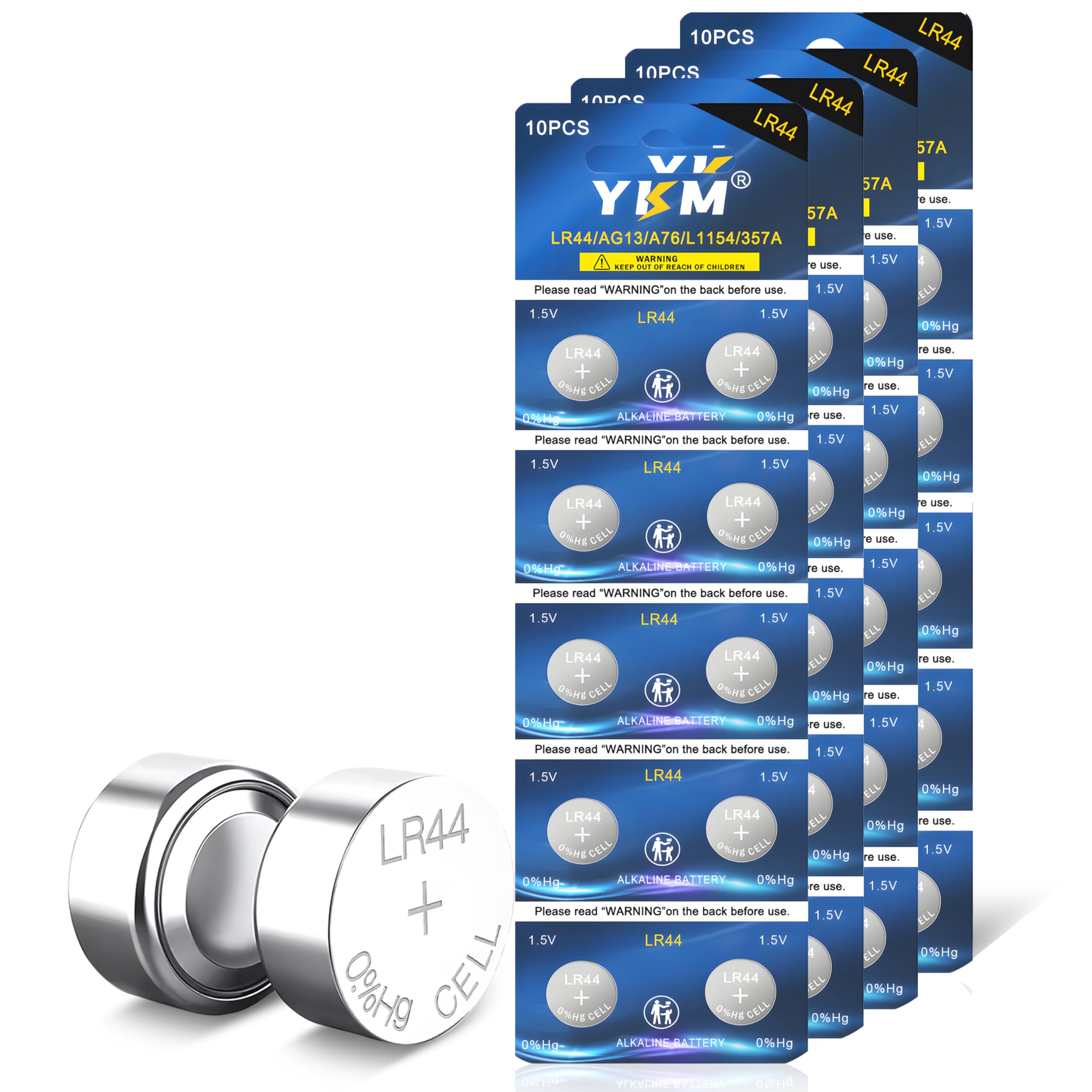 YKM LR44 Batteries AG13 L1154f A76 357/303 L1154 SR44 L1154c LR44h 1.5V Batteries for Digital Caliper Meat Thermometer Watch Bat