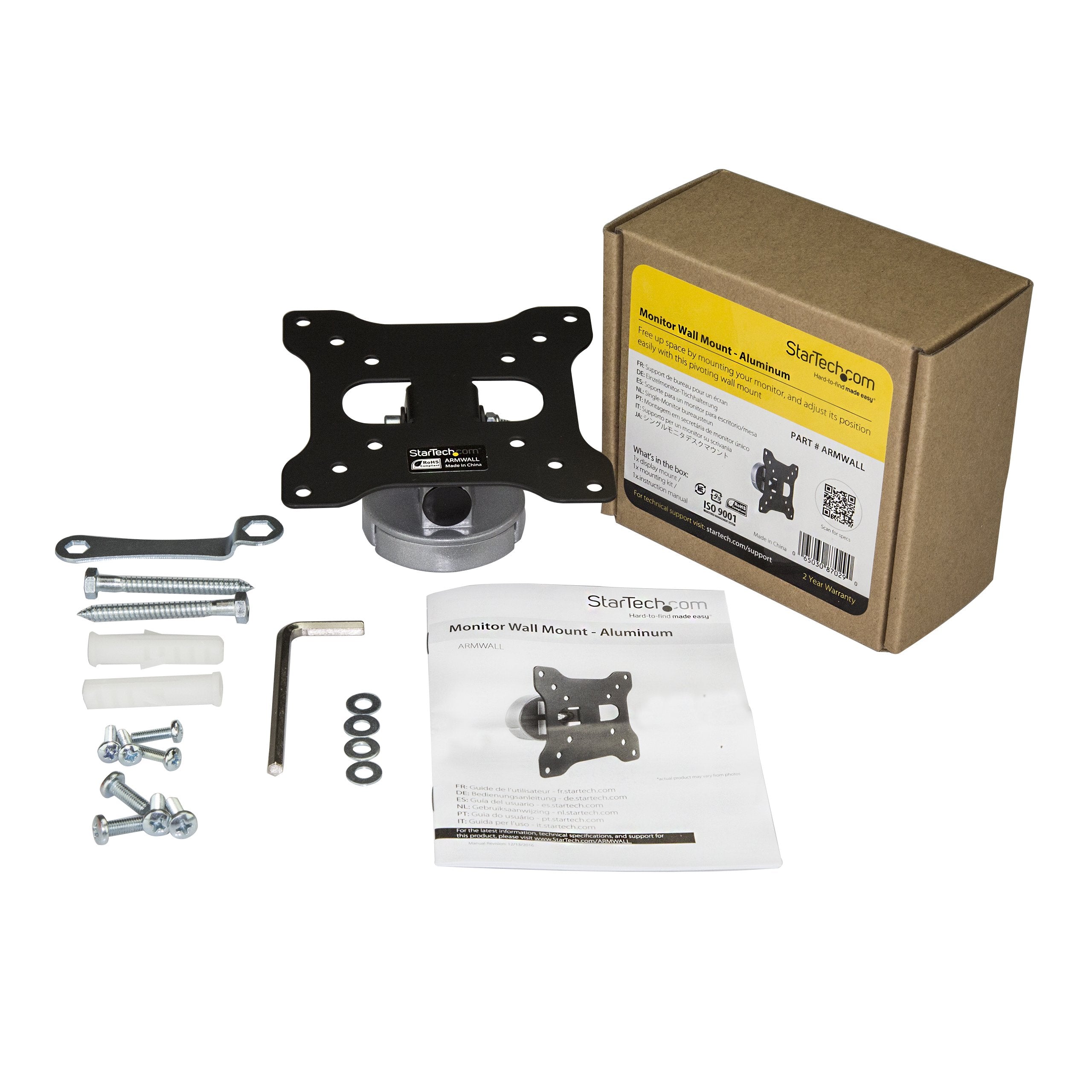 Startech.Com Monitor Wall Mount - Fixed - Supports Monitors 13    To 34    - Vesa Monitor Wall Mount Bracket - Aluminum - Black