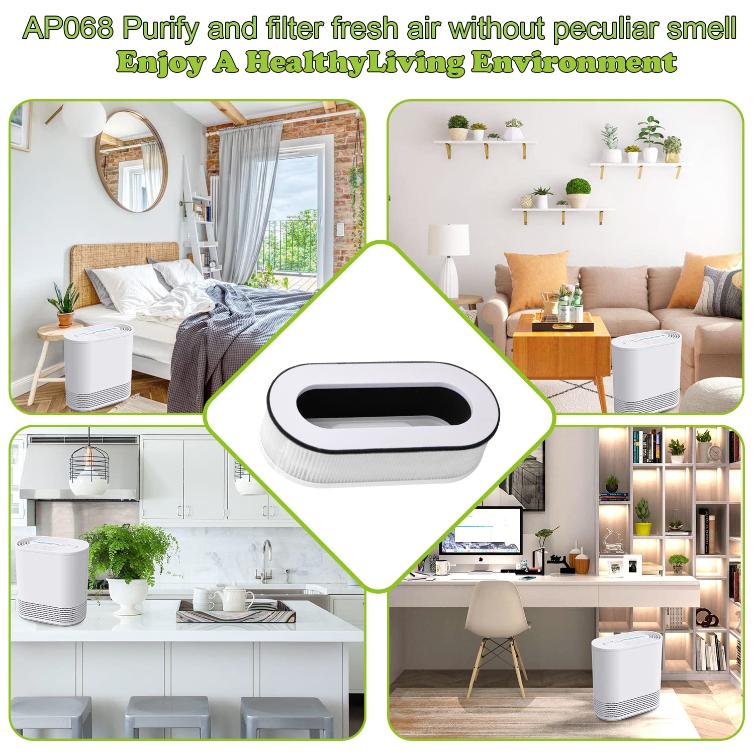 Laukowind For Renpho Rp Ap068 Air Purifiers True Replacement Filter, Compatible 3 In 1 H13 Grade Air Purifier Rp Ap068 Filters,