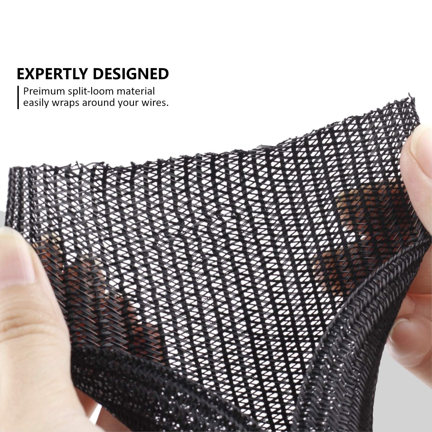 Mgi Speedware Braided Split Sleeve Wire Loom For High Temperature Automotive Harness And Home Cable Management 25 Feet (1/4'')