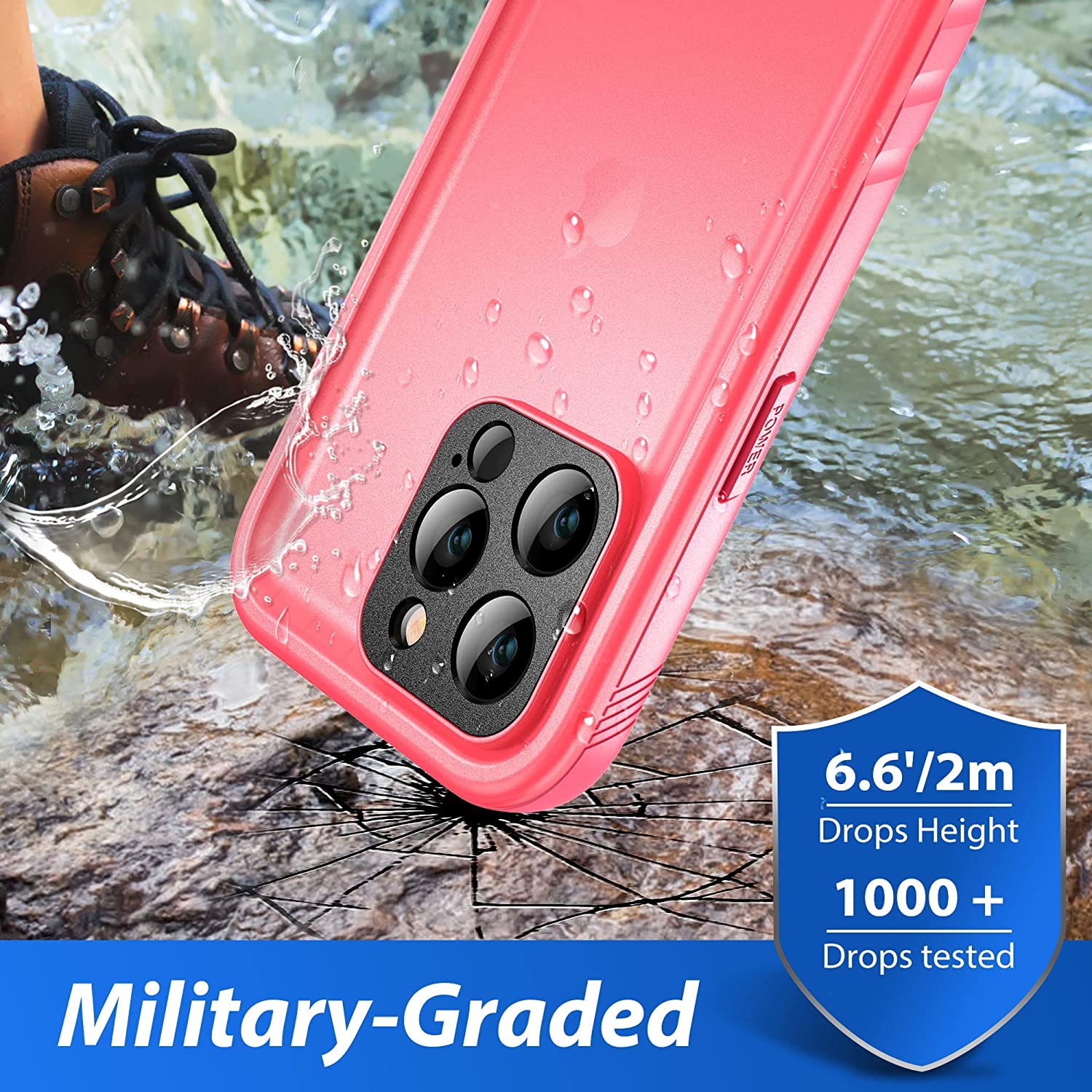 Sportlink Compatible With Iphone 13 Pro Max Waterproof Case   Built In Screen Protector Full Body Shockproof Dustproof Ip68 Wate