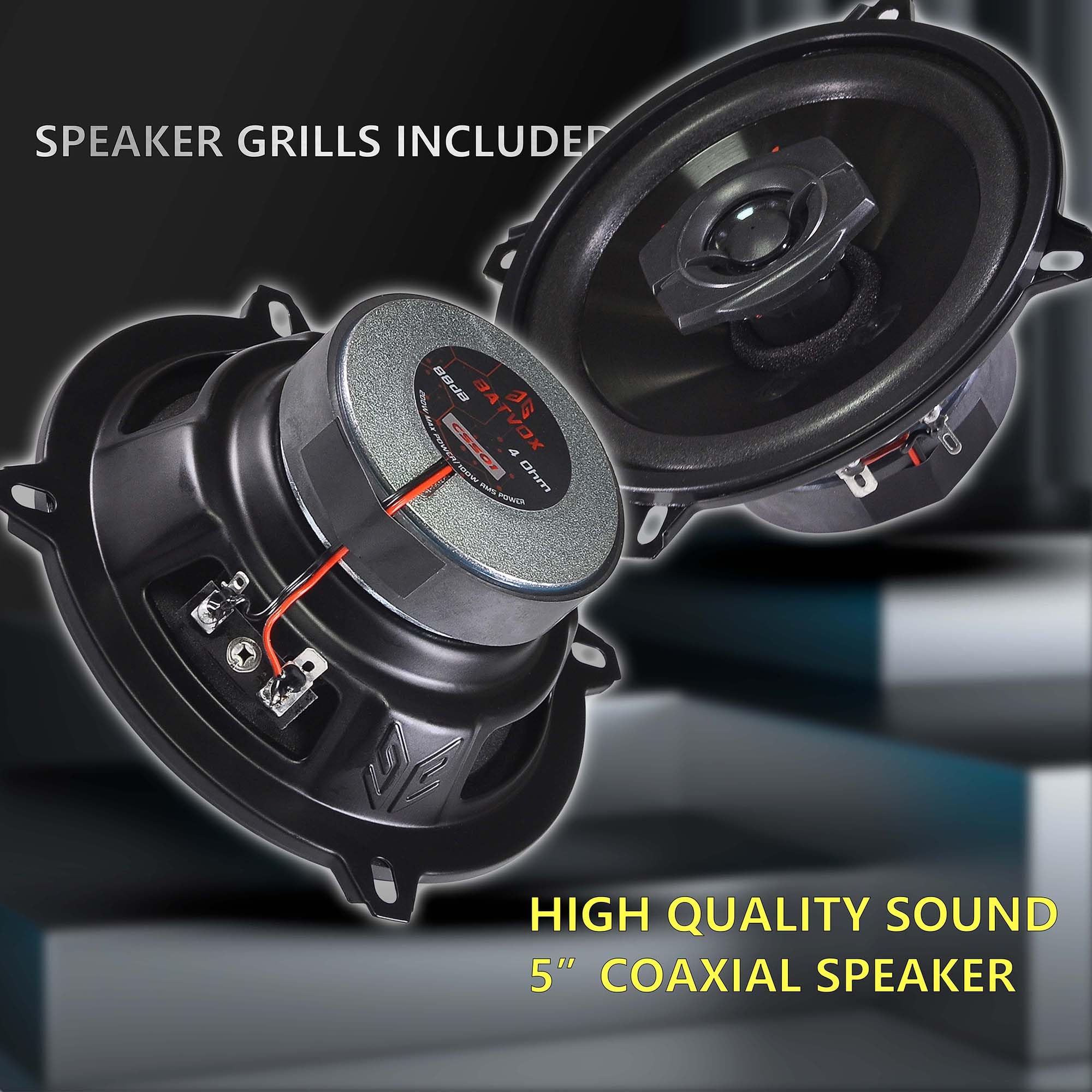 Batvox Cs501 200 Watts 5.25 Inch 2 Ways 4 Ohm Impedance And Piezo Tweeter For Premium Car Audio Coaxial Car Speakers, Car Stereo