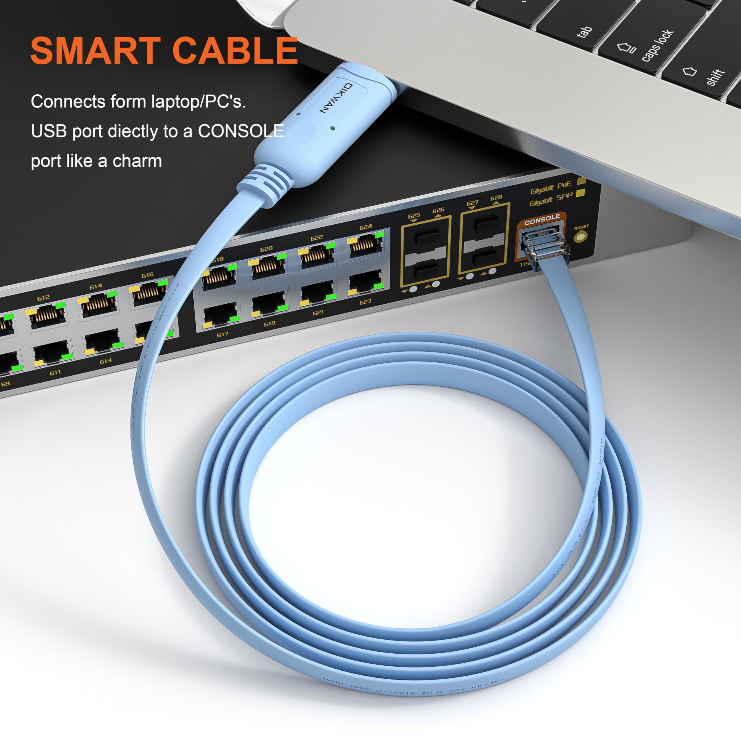 Console On Router OIKWAN USB Cisco Console Cable 12FT, Blue, PVC, Compatible with Router ...