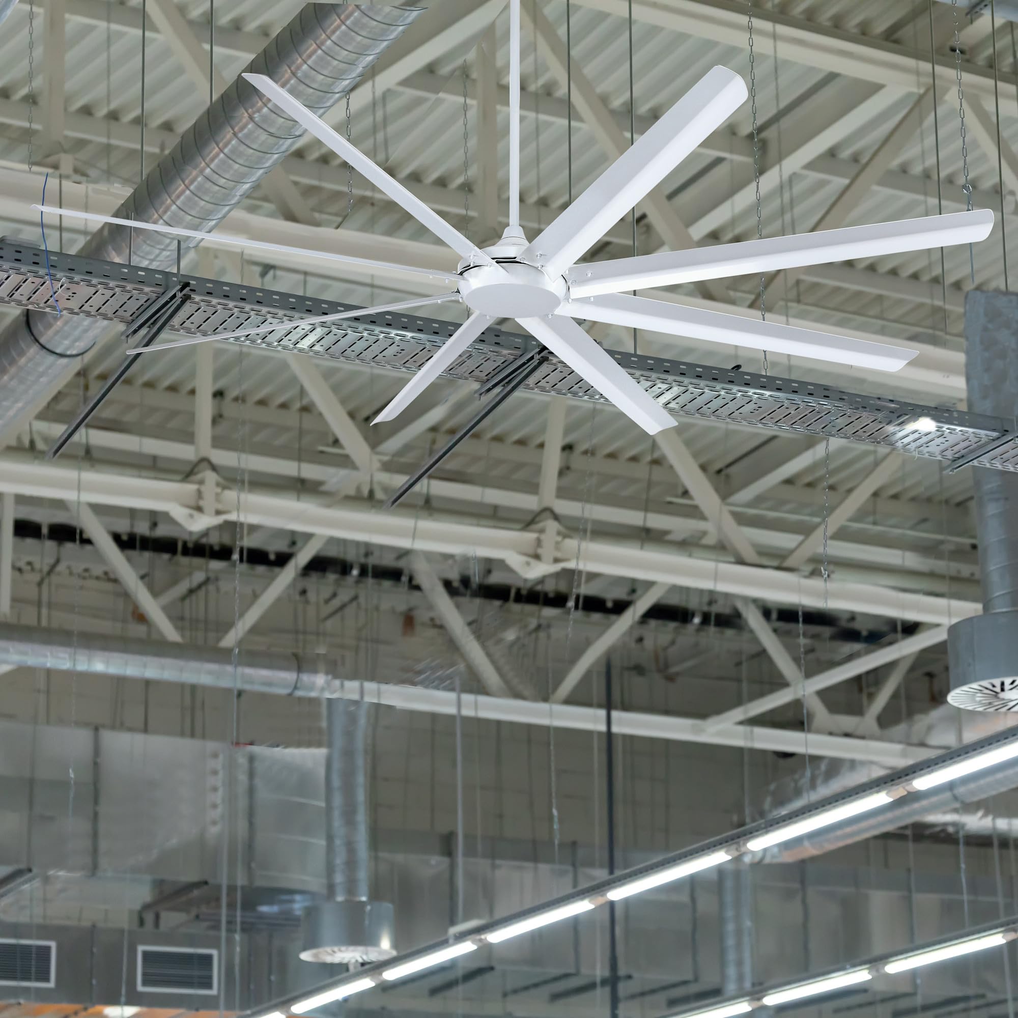 Westinghouse 7224900 Widespan Industrial Ceiling Fan With Remote, 100 Inch, Brushed Nickel