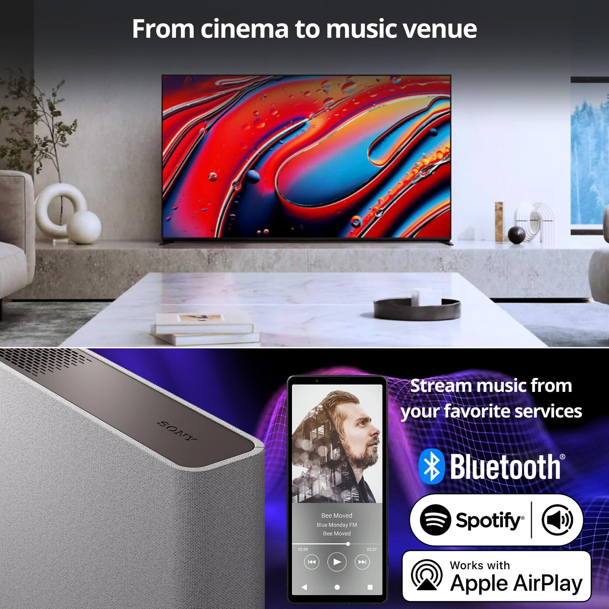 Sony Bravia Theater Quad Home Theater Surround Sound System With 4 Wireless Speakers (Gray) Bundle Sasw3 Wireless Subwoofer, Mon