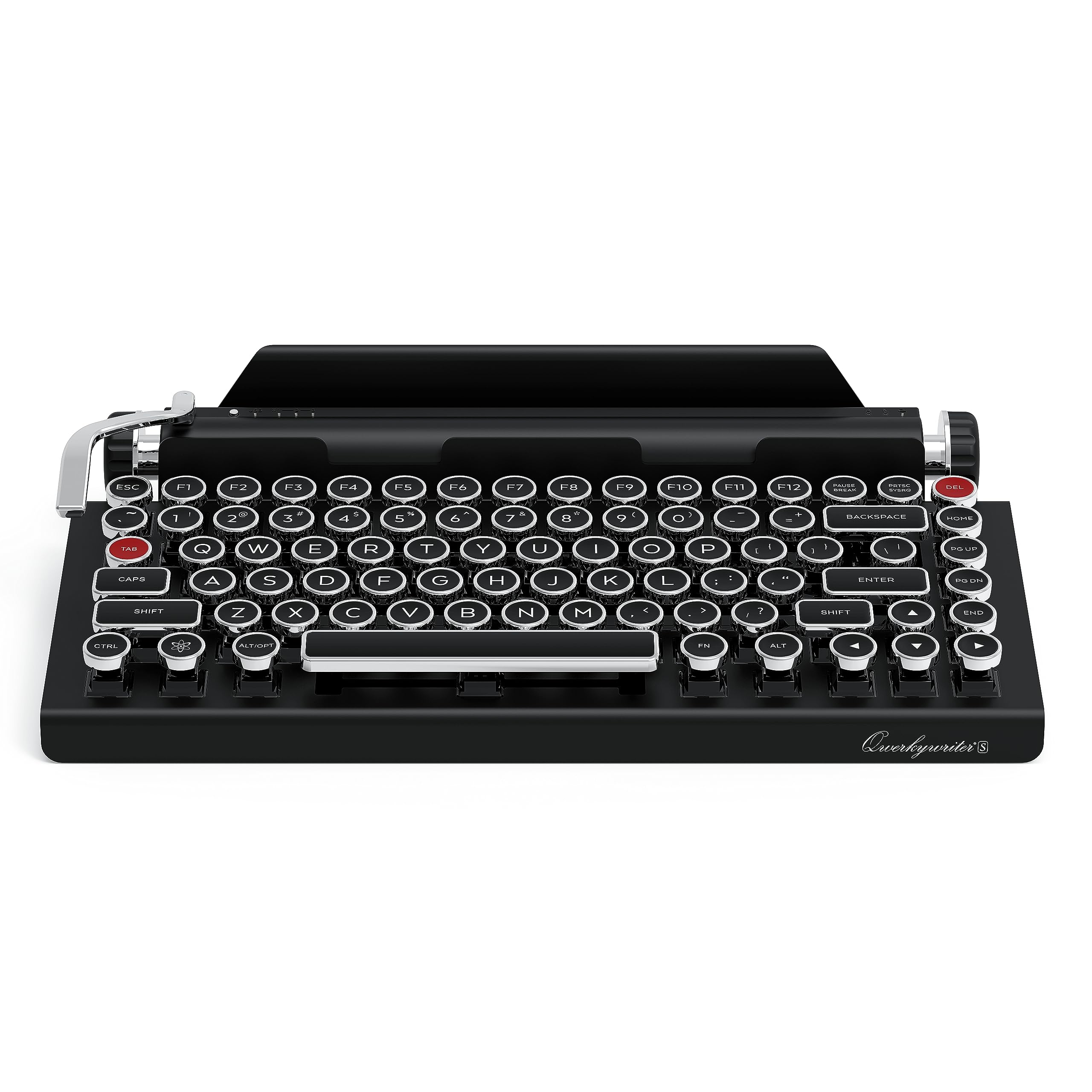 Qwerkytoys Qwerkywriter S Typewriter Inspired Retro Mechanical Wired & Wireless Keyboard With Tablet Stand