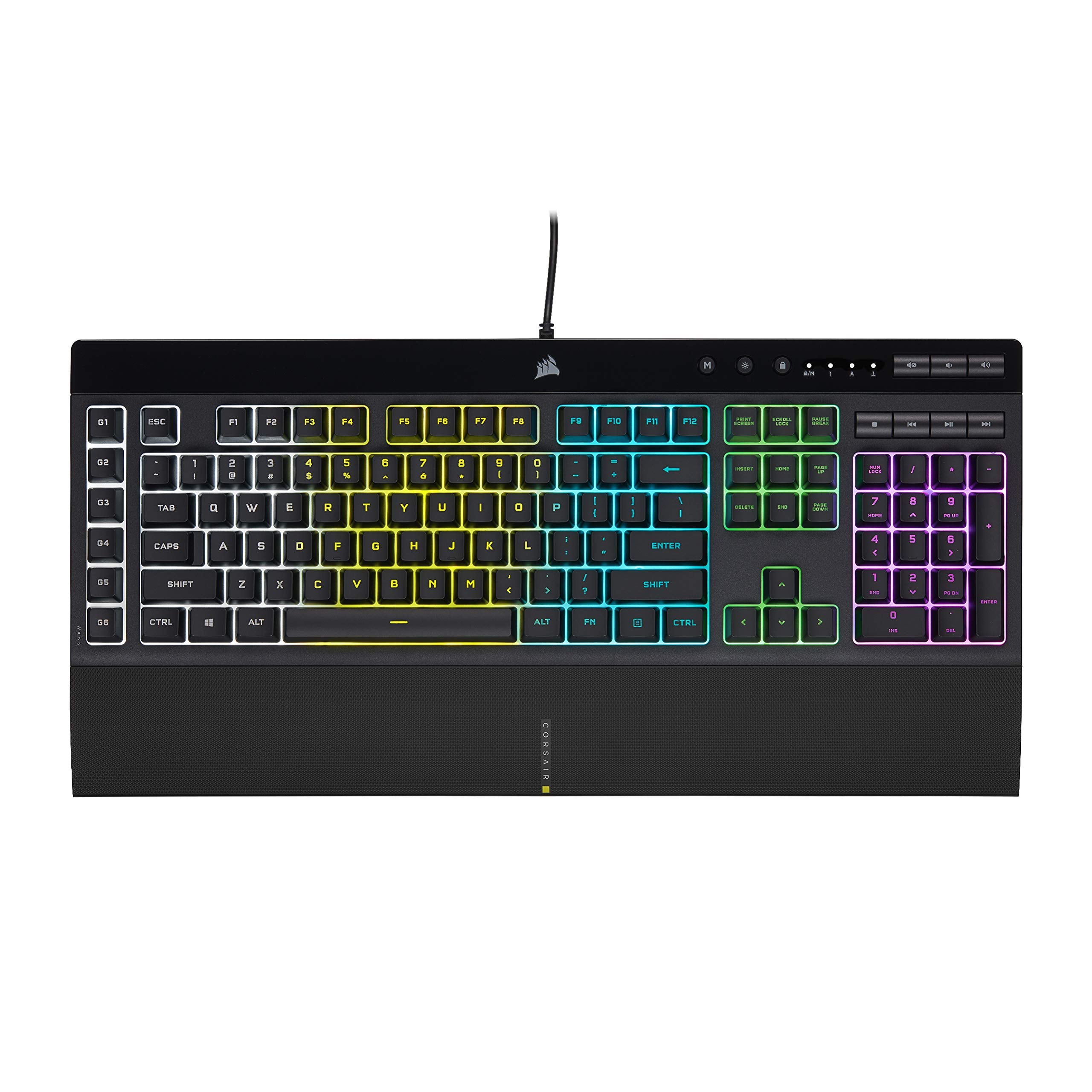 Corsair K55 RGB PRO Membrane Wired Gaming Keyboard - IP42 Dust and Spill-Resistant - 6 Macro Keys with Elgato Integration - iCUE