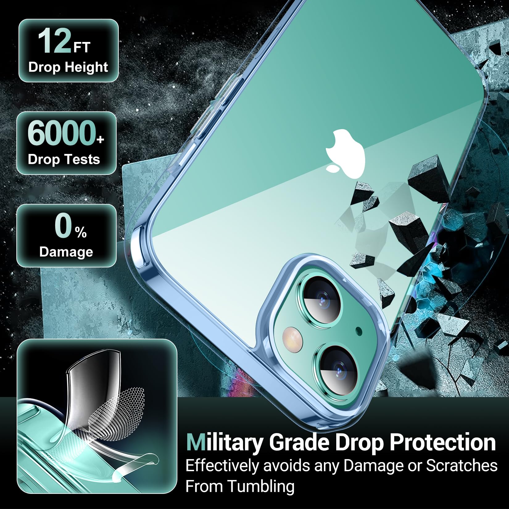 Temdan Compatible With Iphone 15 Plus Case 6.7Inch Crystal Clear,[Non Yellowing] [Ultra Slim][Military Grade Drop Protection] Sh