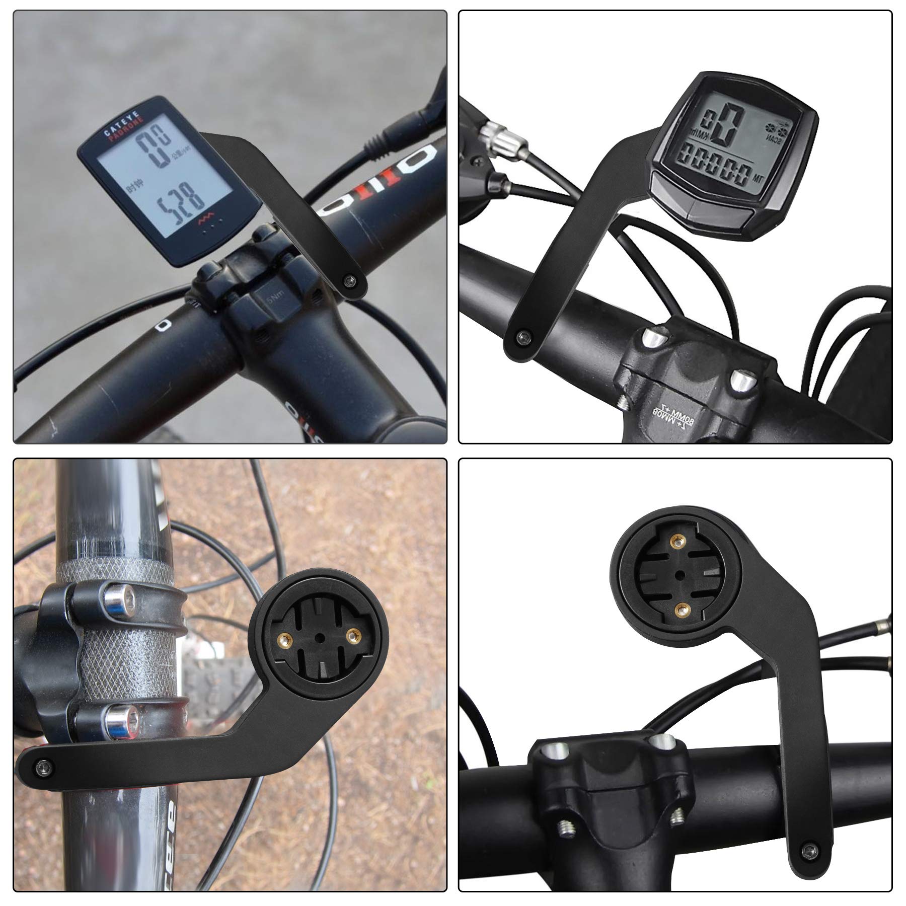Out Front Bike Mount Bicycle Extended Mount With Carbon Finish Compatible With Garmin Edge 200, 500, 510, 520, 800, 810, 530, 830 And Other Garmin Models