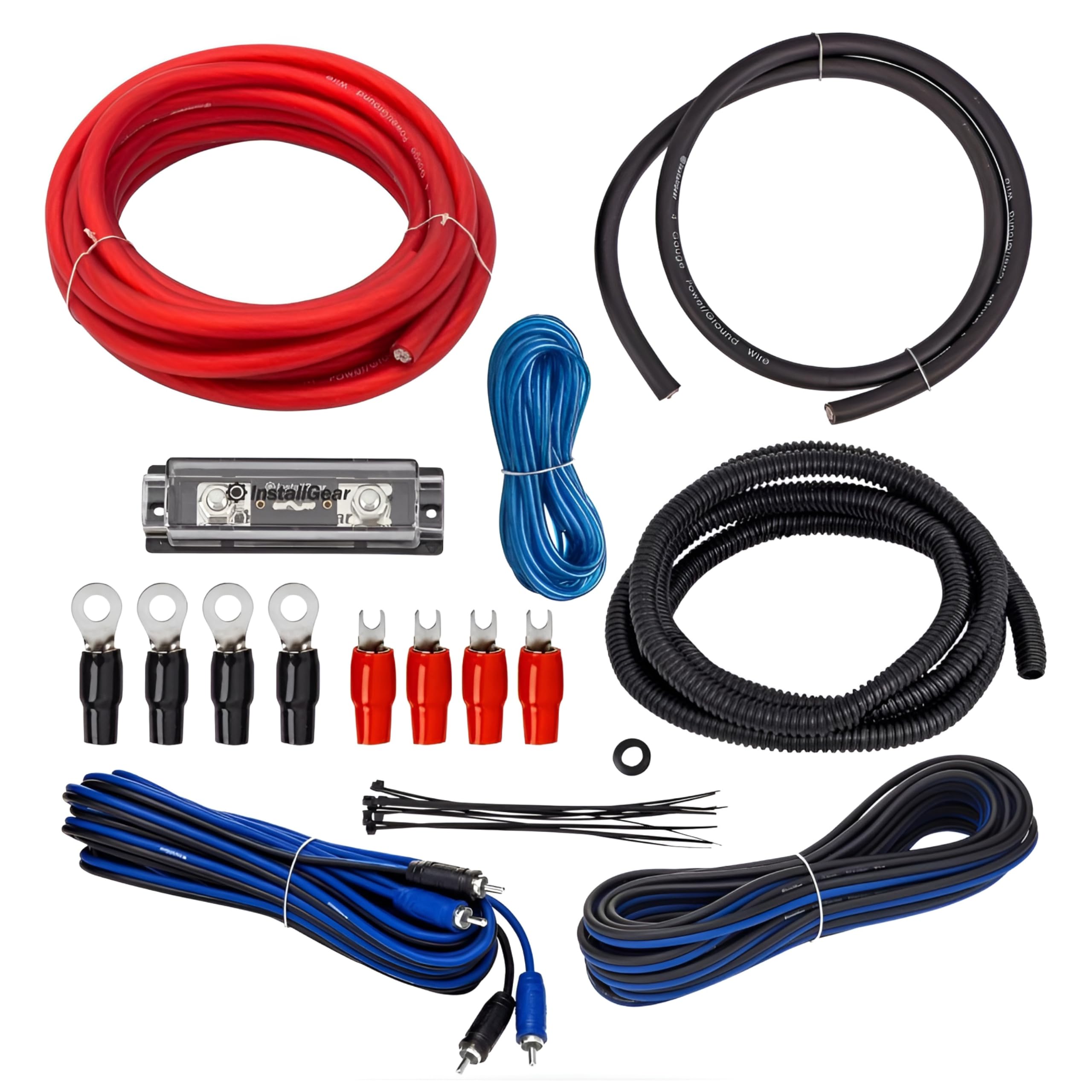 Installgear 4 Gauge Amp Kit   Amp Kit With Amplifier Installation Wiring True Spec And Soft Touch Wire   4 Gauge Wire   Amp Wiring Kit 4 Gauge   Sub Wiring Kit   Amp Wire Kit