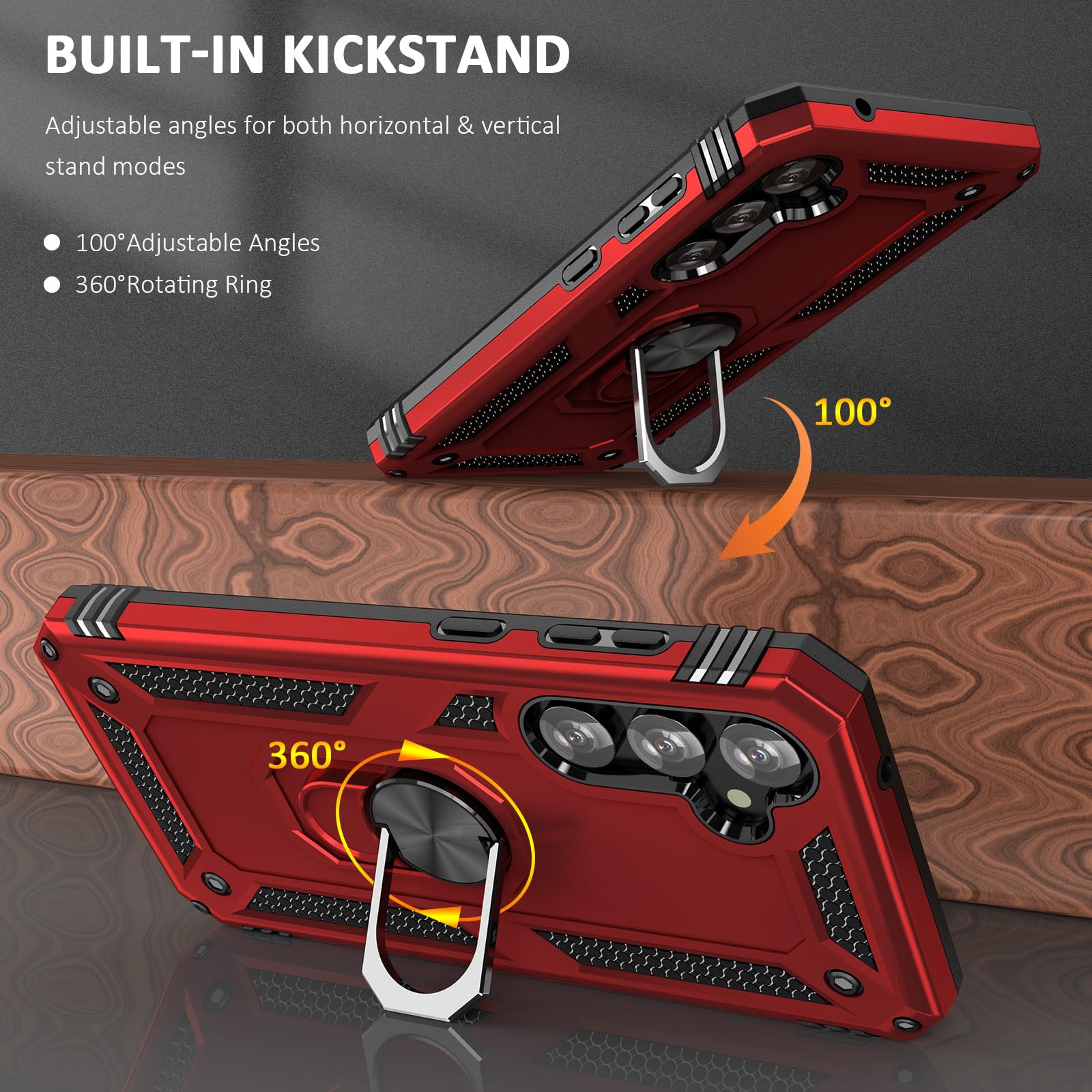 Addit Phone Case For Samsung S23 Fe Case Samsung Galaxy S23 Fe Phone Case, Military Grade, Heavy Duty, With Ring Holder Stand, S