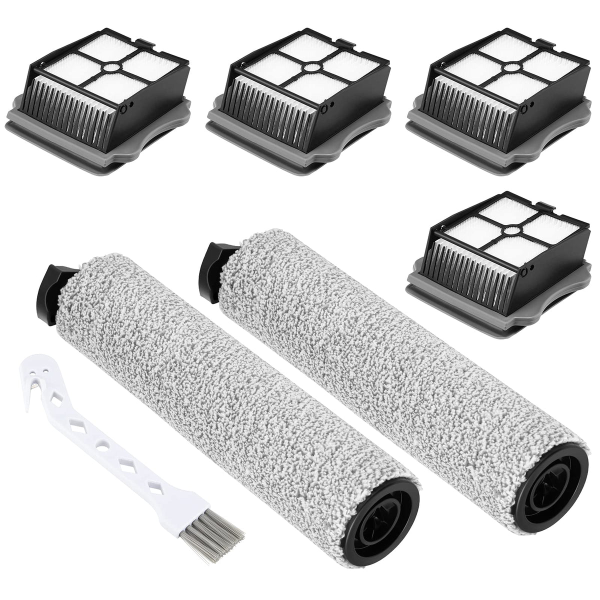 Roller Brush Replacement Parts Compatible With Tineco Ifloor 3/ Floor One S3 Cordless Vacuum Cleaner, 2 Pack Brush Rollers + 4 P