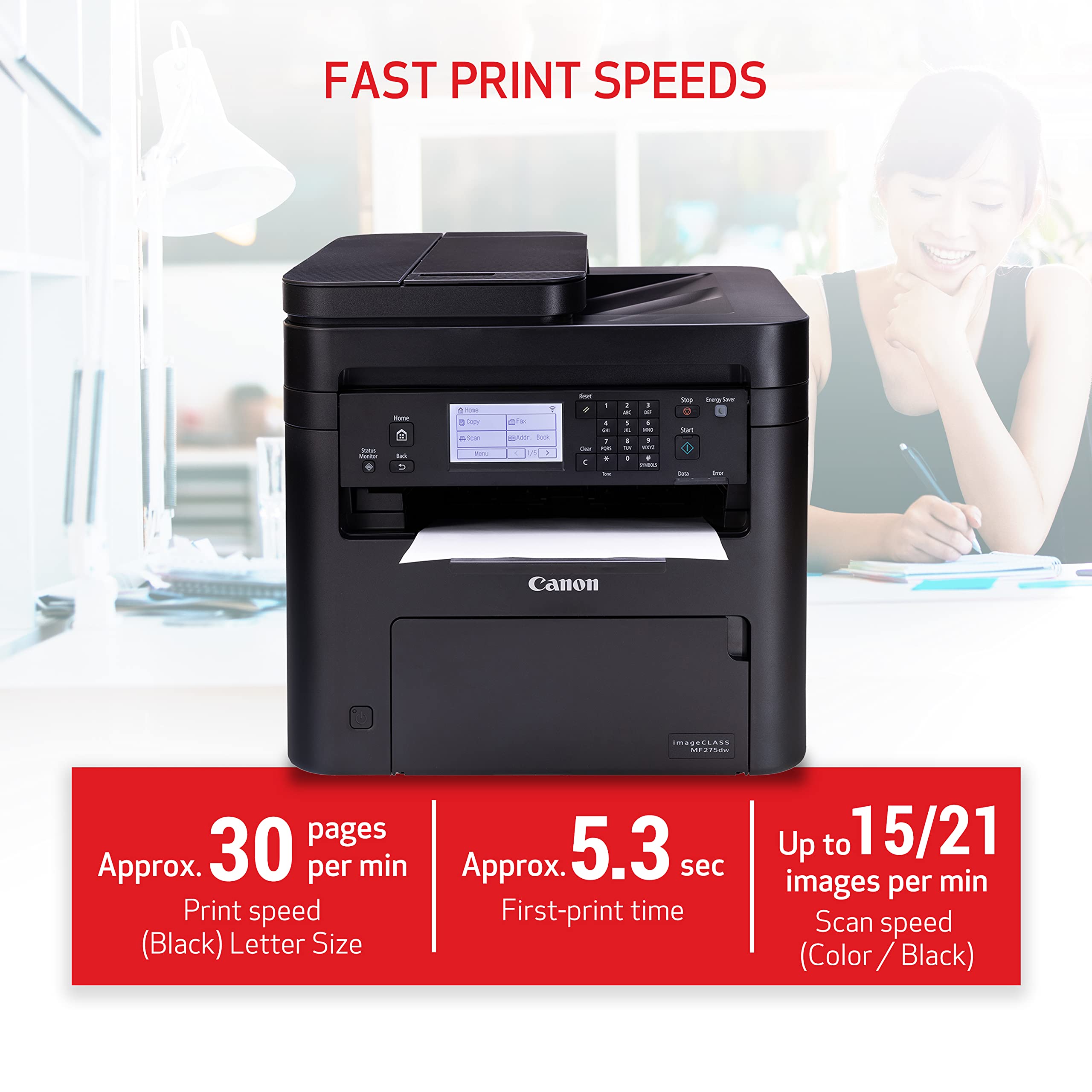 Canon Imageclass Mf275Dw   Monochrome, Duplex Wireless Laser Printer, All In One With Scanner, Copier, Fax, Mobile Ready, 30 Ppm