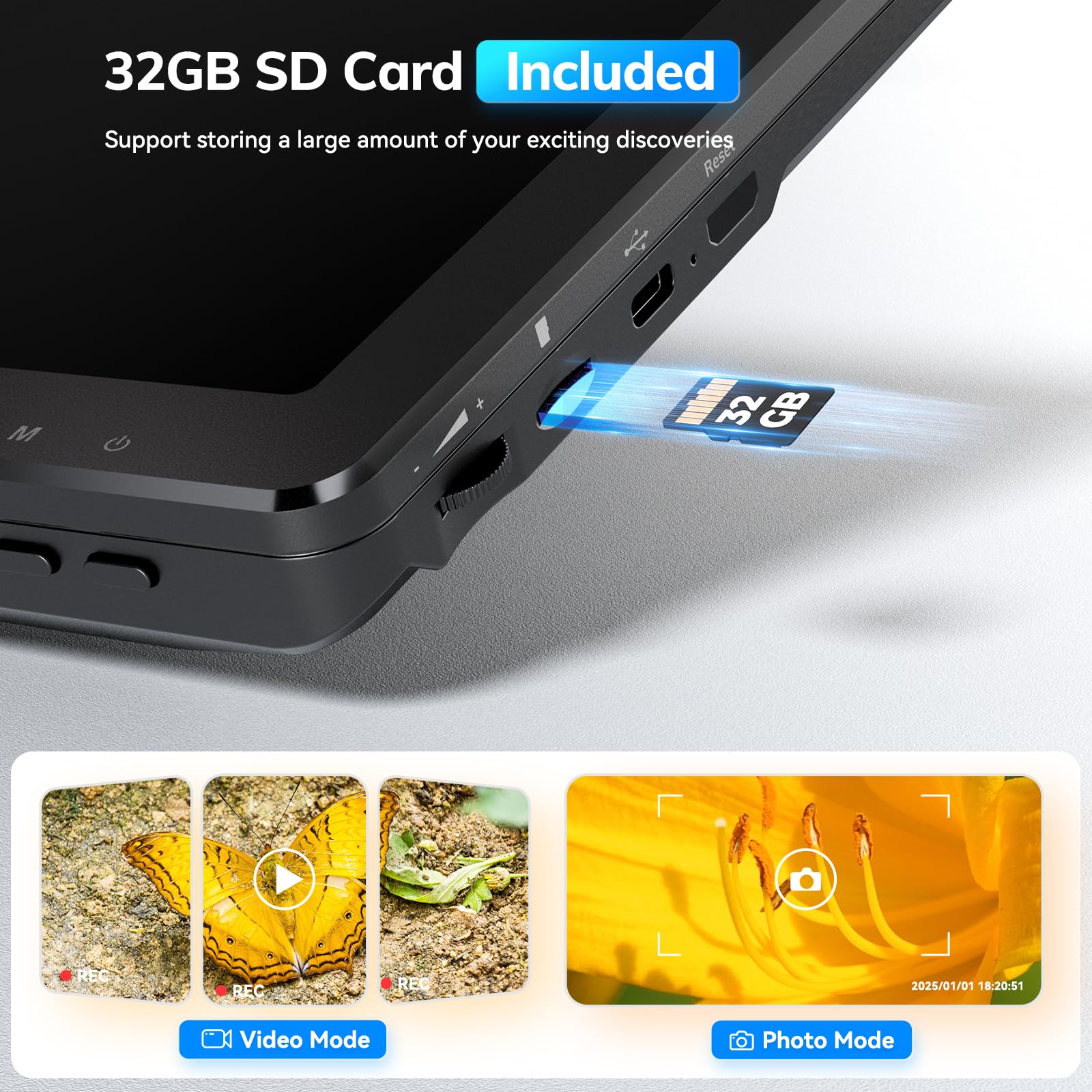 Hideal Hm10 10.1  Digital Microscope: 16Mp 1200X Hd Ips Coin Microscope Magnifier For Error Coins With Light, 1080P Lcd Solderin