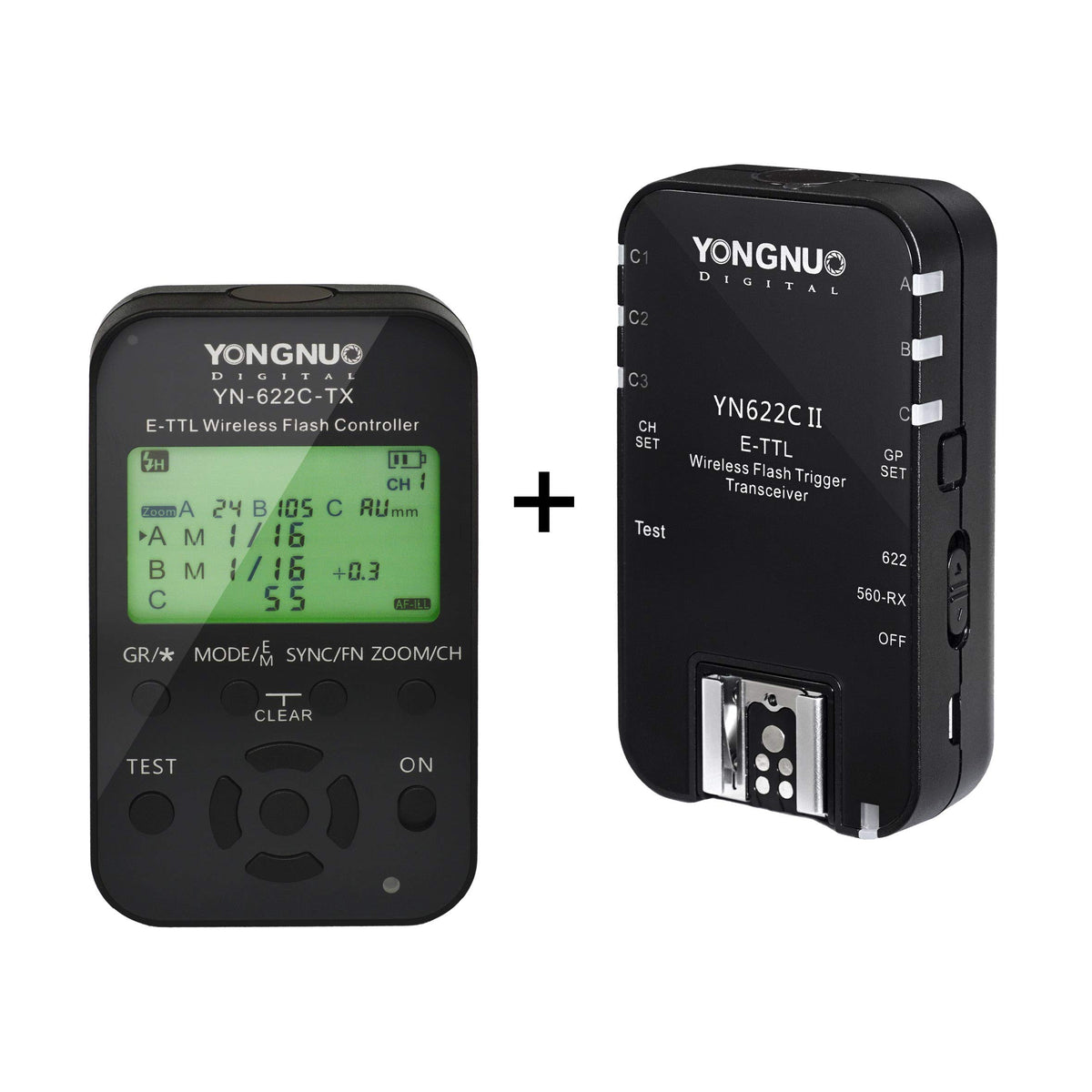 Yongnuo Yn622C Kit Wireless E Ttl Flash Trigger Kit, With Led Screen For Canon, Including 1X Yn622C Tx Controller And 1X Yn622C