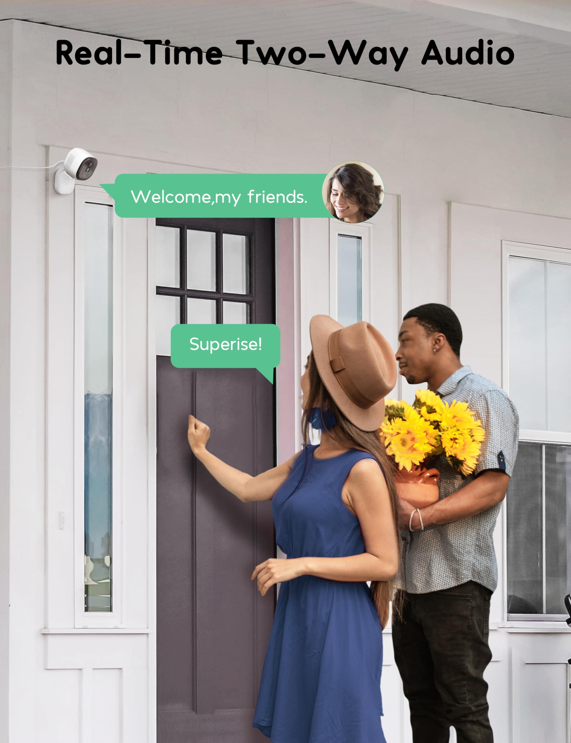 Winees Security Cameras Outdoor, Wired 2K Wi Fi Cameras For Home Security, 2.4G Indoor Camera, Human/Pet Ai Detection, Color Nig