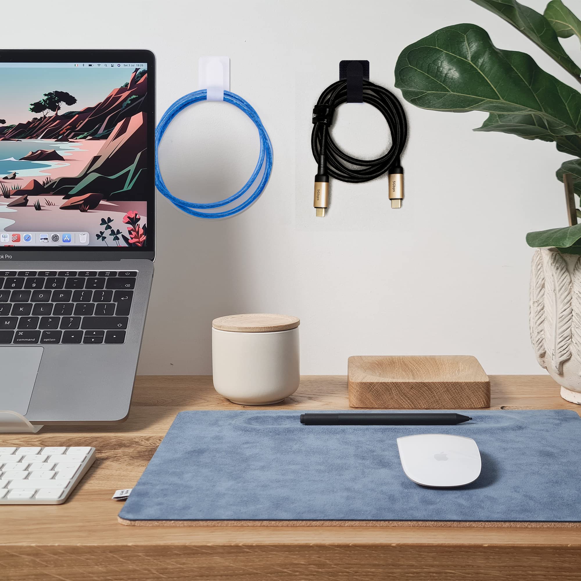 40Pcs Self Adhesive Cable Ties Wire Organizer Cord Adjustable Hook And Loop Cable Clips Bundlers Cable Organizers For Kitchen Ap