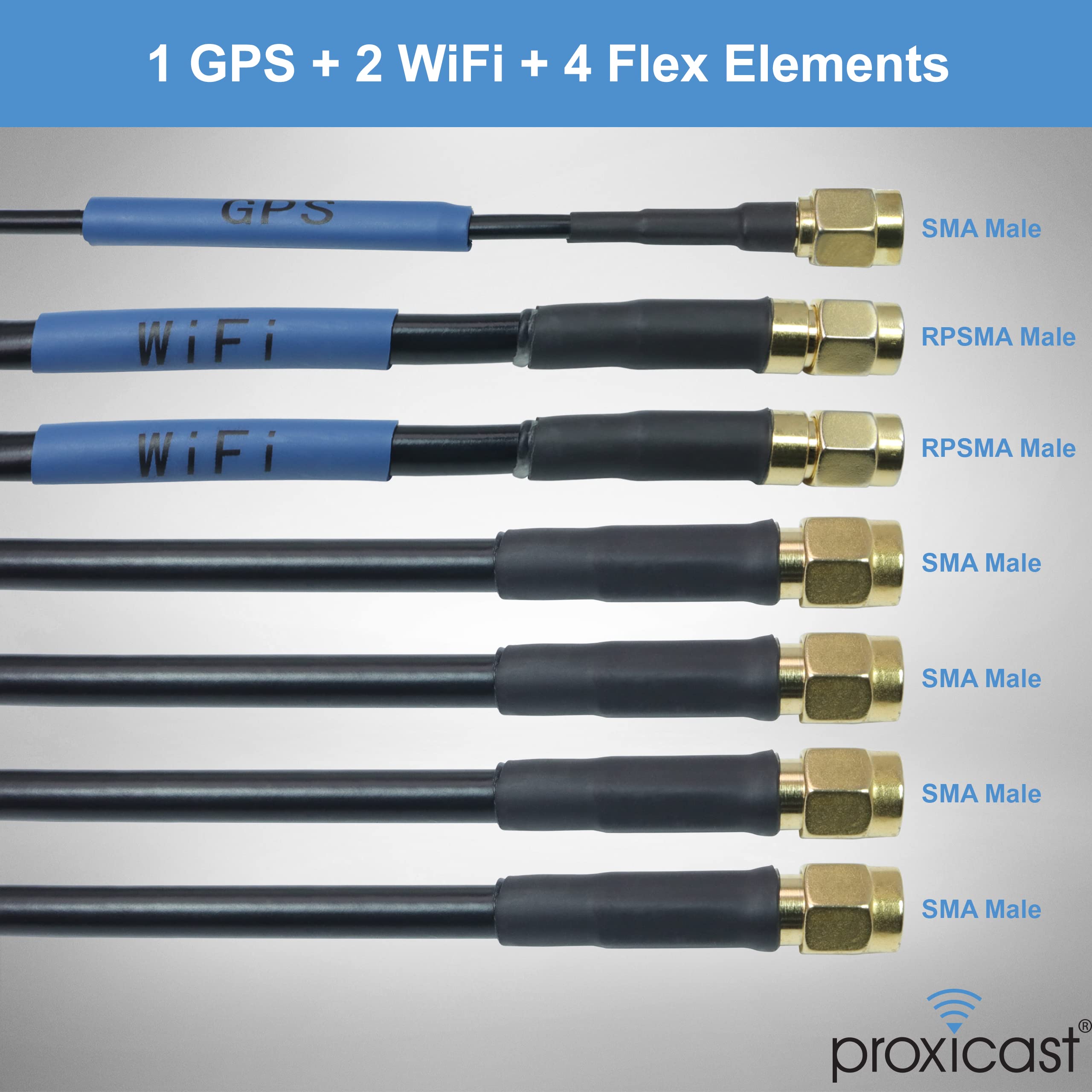 Proxicast 7 In 1 Pro Grade Mimo 4G/5G + Wifi + Gps Flexible Combination Screw Mount Vehicle Antenna Compatible With Cisco, Cradl