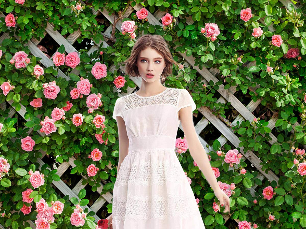 Aiikes 10X8Ft Flowers Backdrop For Photography Spring Floral Photo Backdrop Green Leaf Fence Backdrops Wedding Bridal Backdrop B