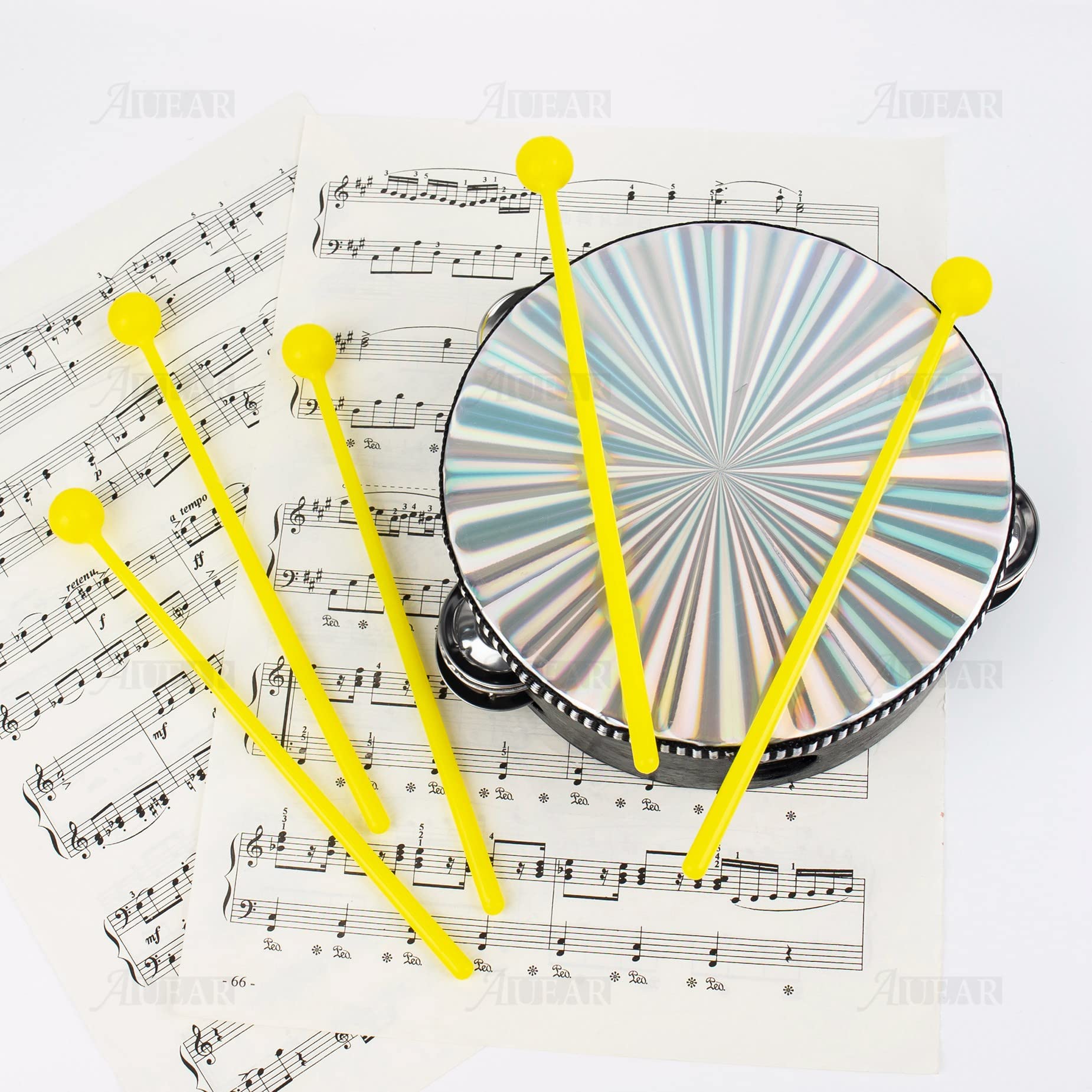 Auear, 10 Pack Plastic Bell Mallets Solid Drum Percussion Sticks Hammer For Drum Chime Xylophone Yellow