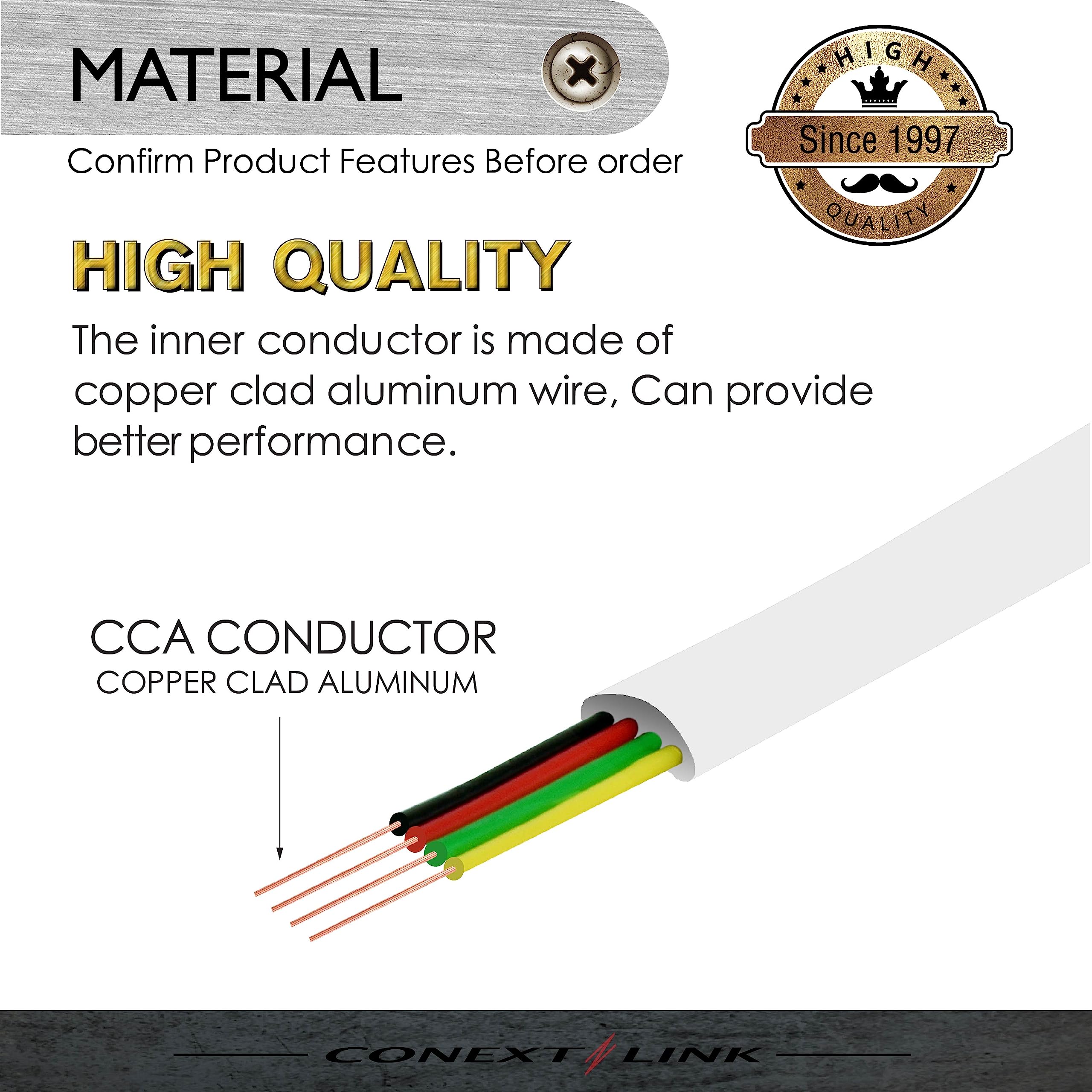 Conext Link Rj11 6P4C Modular Telephone Extension Cable Phone Cord Line Wire (100 Feet, White) (33220)