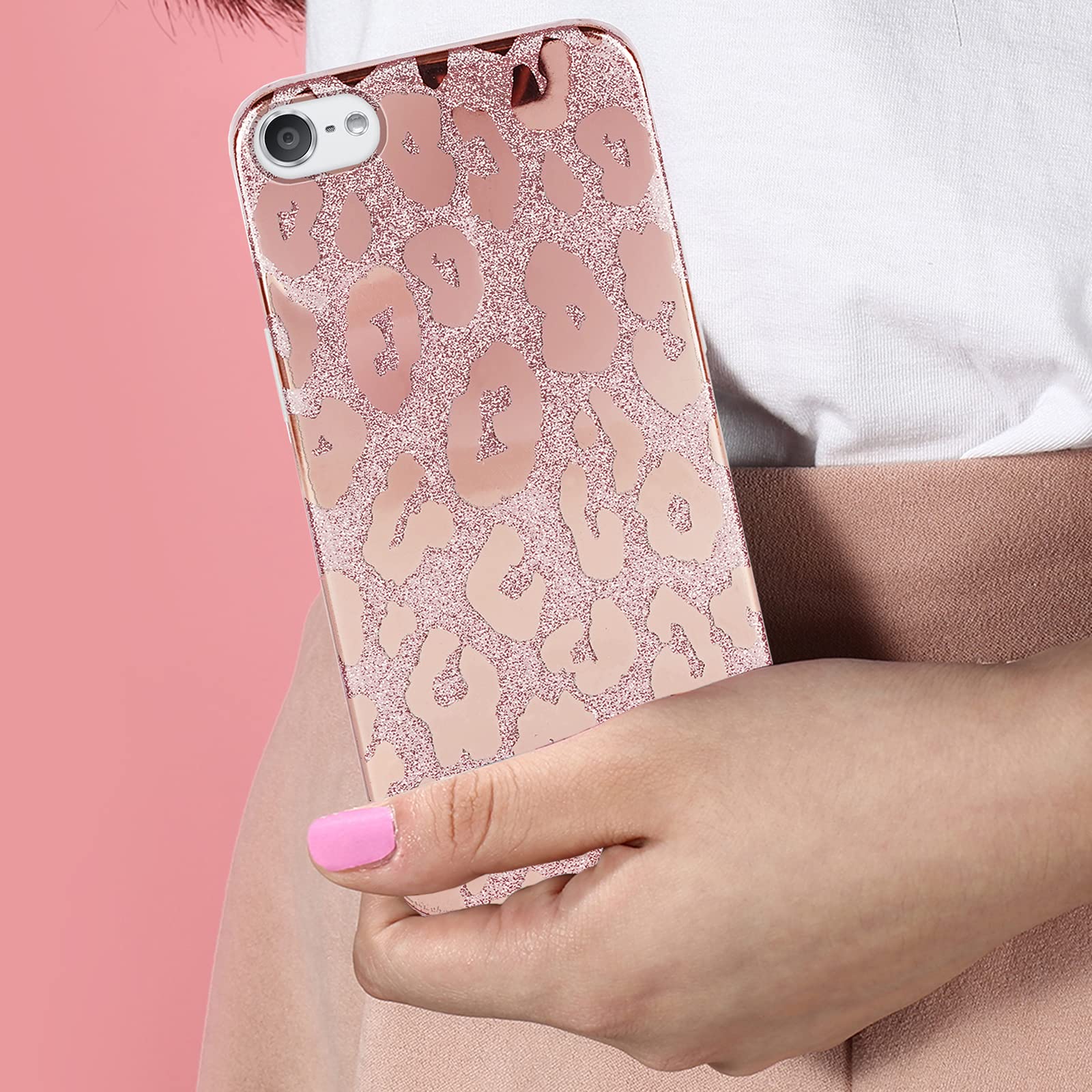 Ipod Touch 7Th Generation Case, J.West Ipod Touch 6 Ipod 5 Case, Luxury Saprkle Bling Glitter Metallic Leopard Print Design Soft