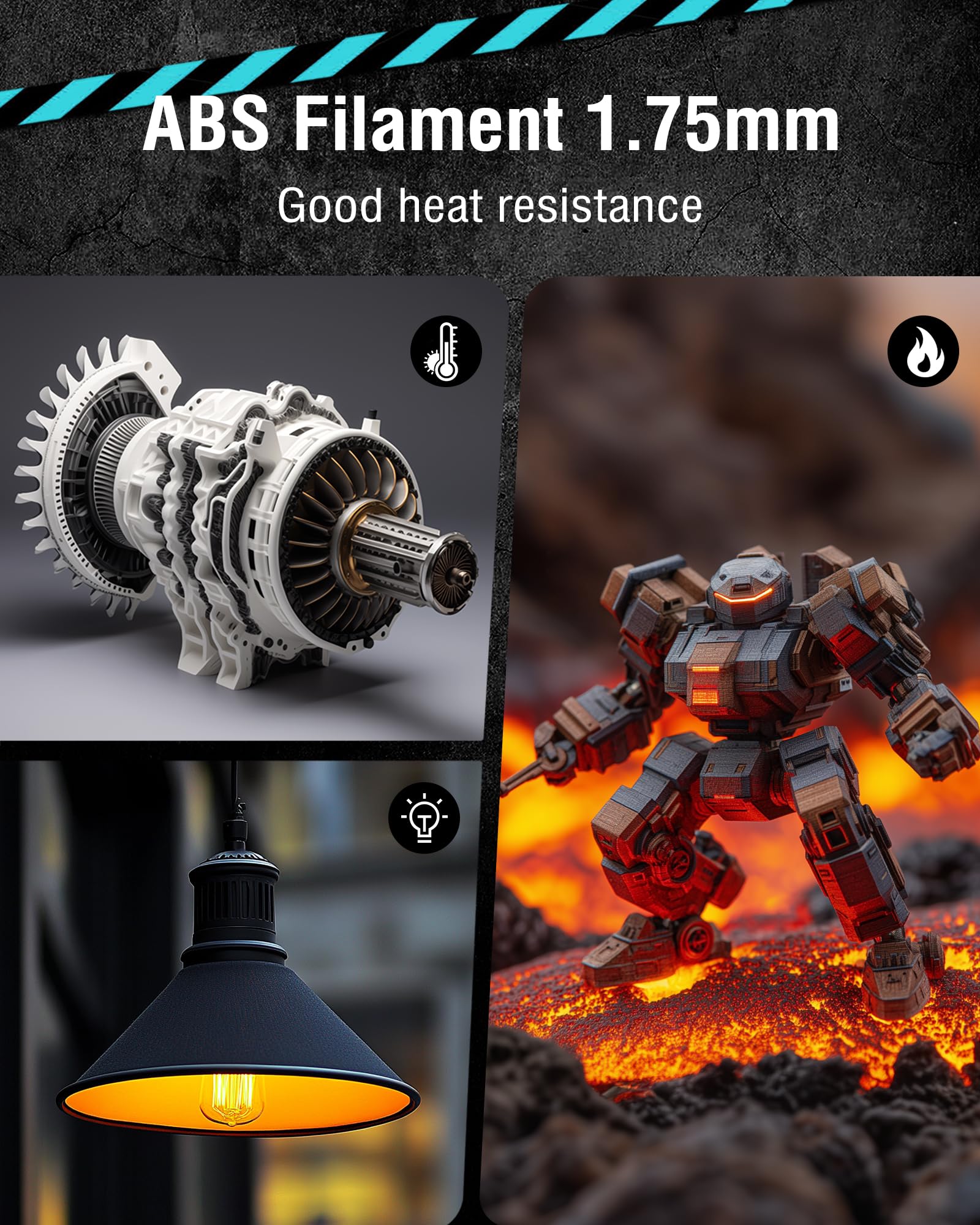 Sunlu Abs Filament 1.75Mm, Highly Resistant Durable Abs 3D Printer Filament 0.02Mm, Fit Most Fdm 3D Printers, Good Vacuum Packag