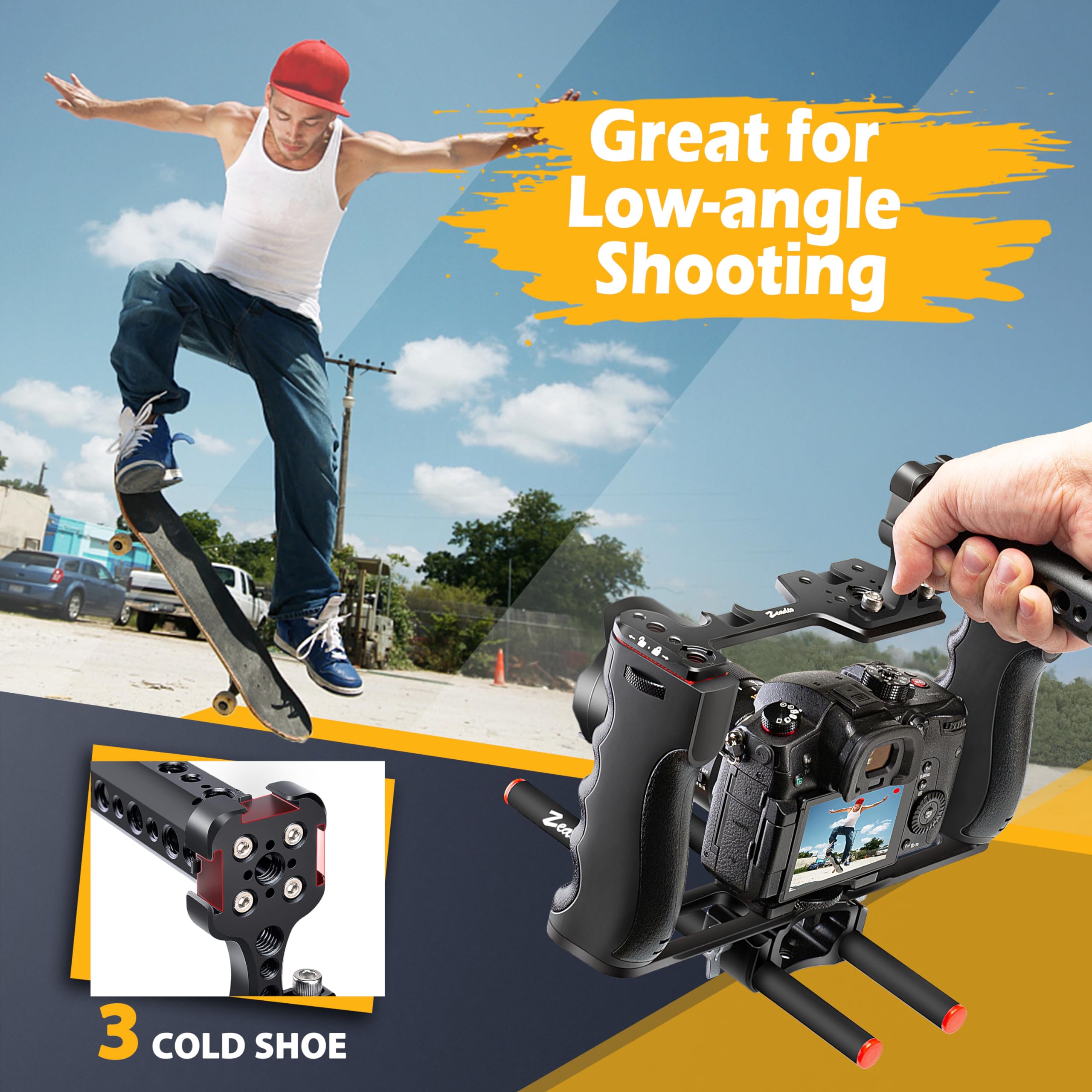 Zeadio Camera Video Rig Cage, Filmmaking Movie Making Rig, For All Camera Camcorder Dslr