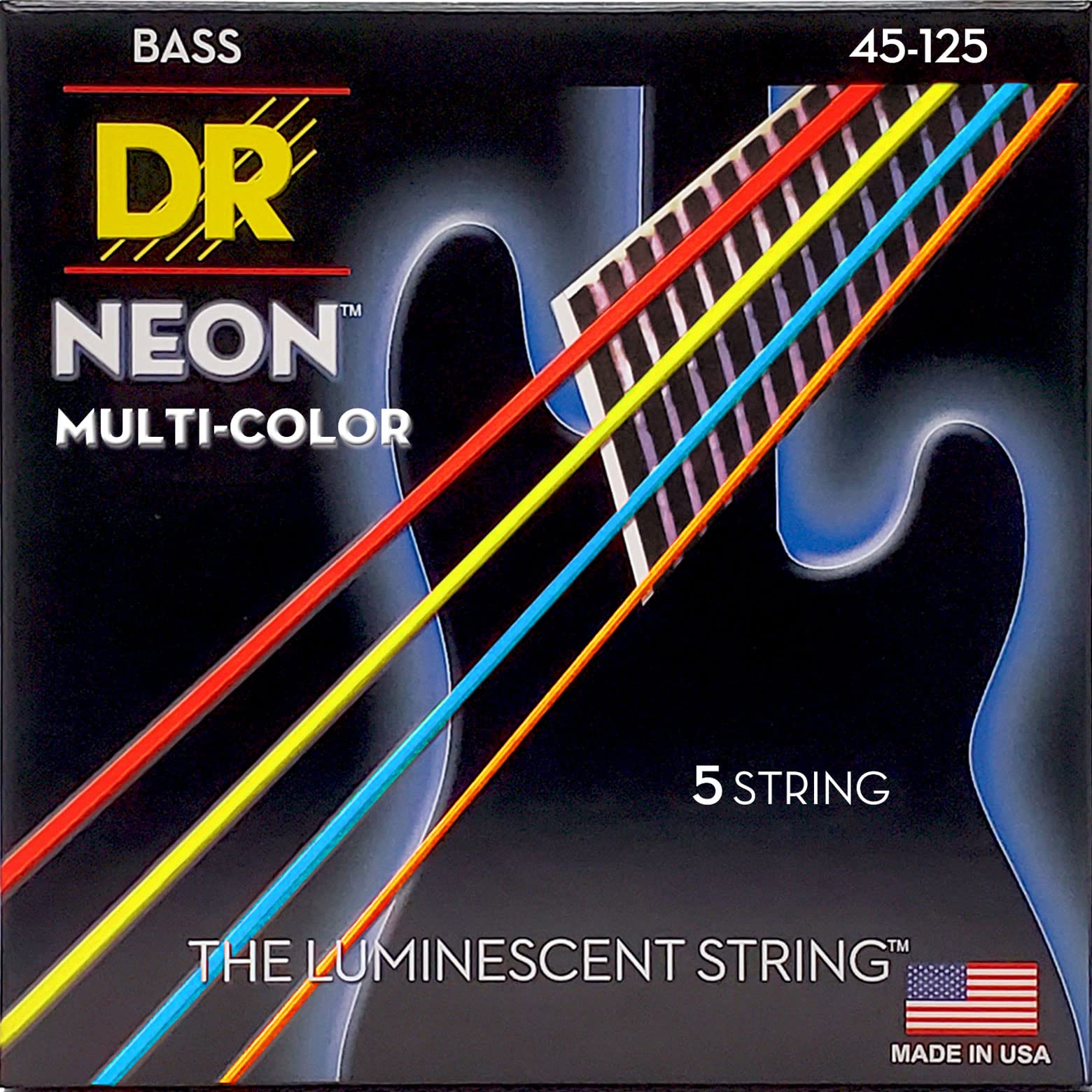 Dr Strings Hi Def Neon Bass Guitar Strings (Nmcb5 45),Black