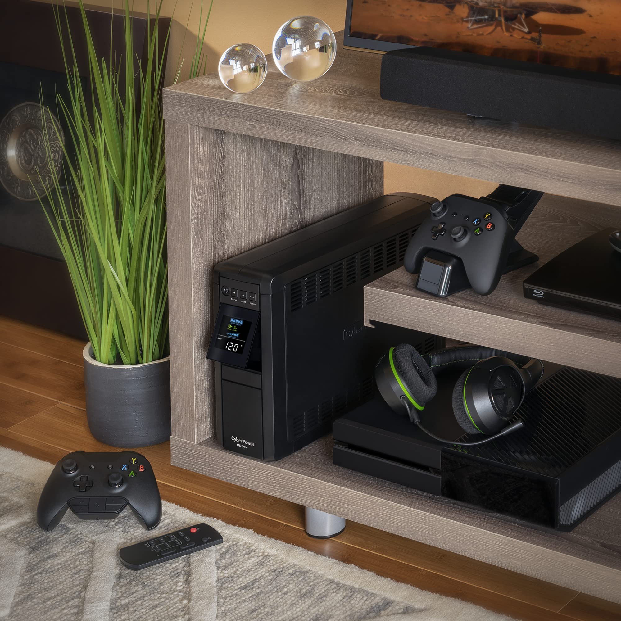 Cyberpower Cp850Pfclcd Pfc Sinewave Ups System, 850Va/510W, 10 Outlets, Avr, Mini Tower