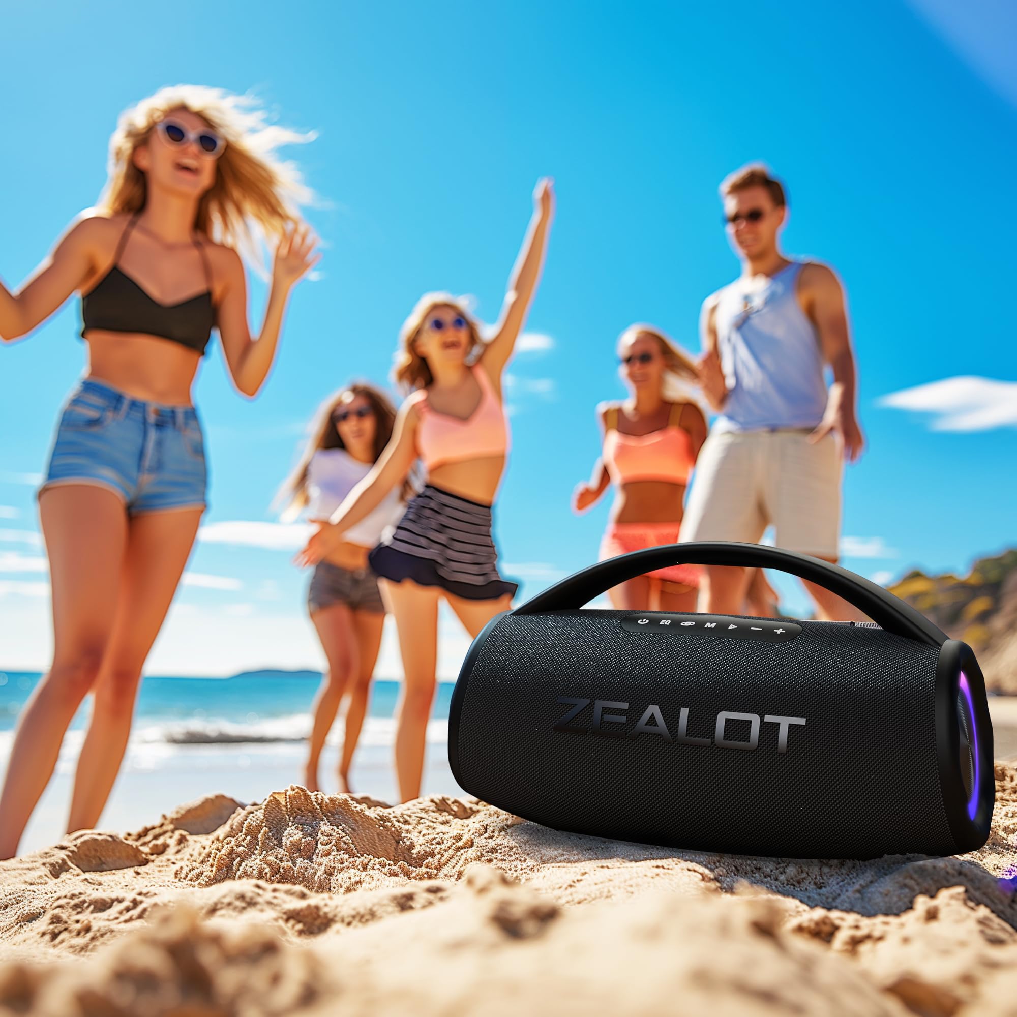 Zealot Bluetooth Speaker, 80W Portable Speaker Loud With Booming Bass, Dsp, Ip67 Waterproof Outdoor Speaker, Wireless, Powerbank, Bluetooth 5.2, Large Bluetooth Speaker For Camping, Beach, Gift