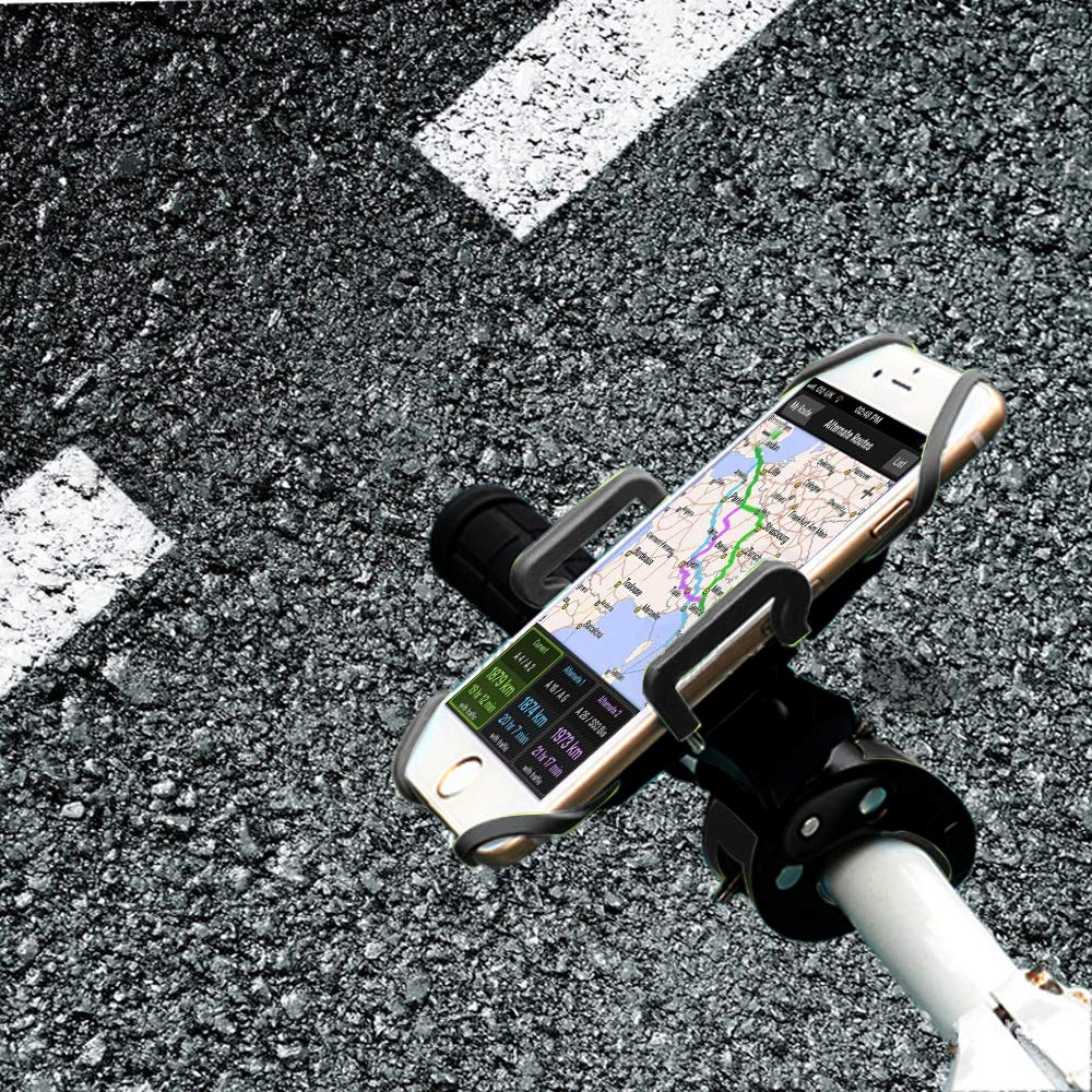 Ihens5 Bike Mount, Bike Phone Mount Motorcycle Baby Carriage Bicycle Mic Stand Cell Phone Holder Cradle With Rubber Strap 360 De