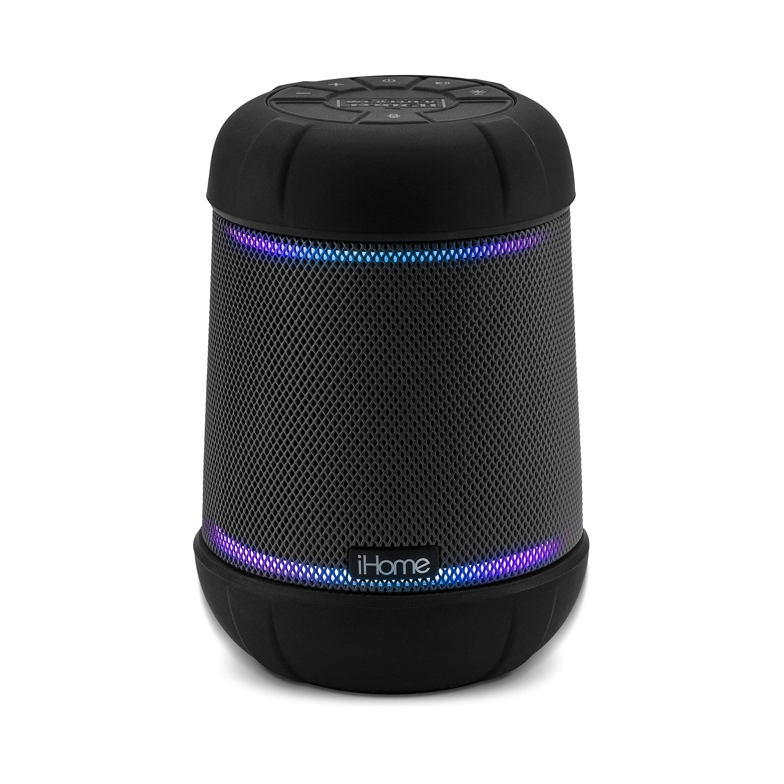 iHome iBT158 Smart Bluetooth Speaker - with Color Changing LED Lights - Perfect Portable Audio Device for Parties, Outdoors, and