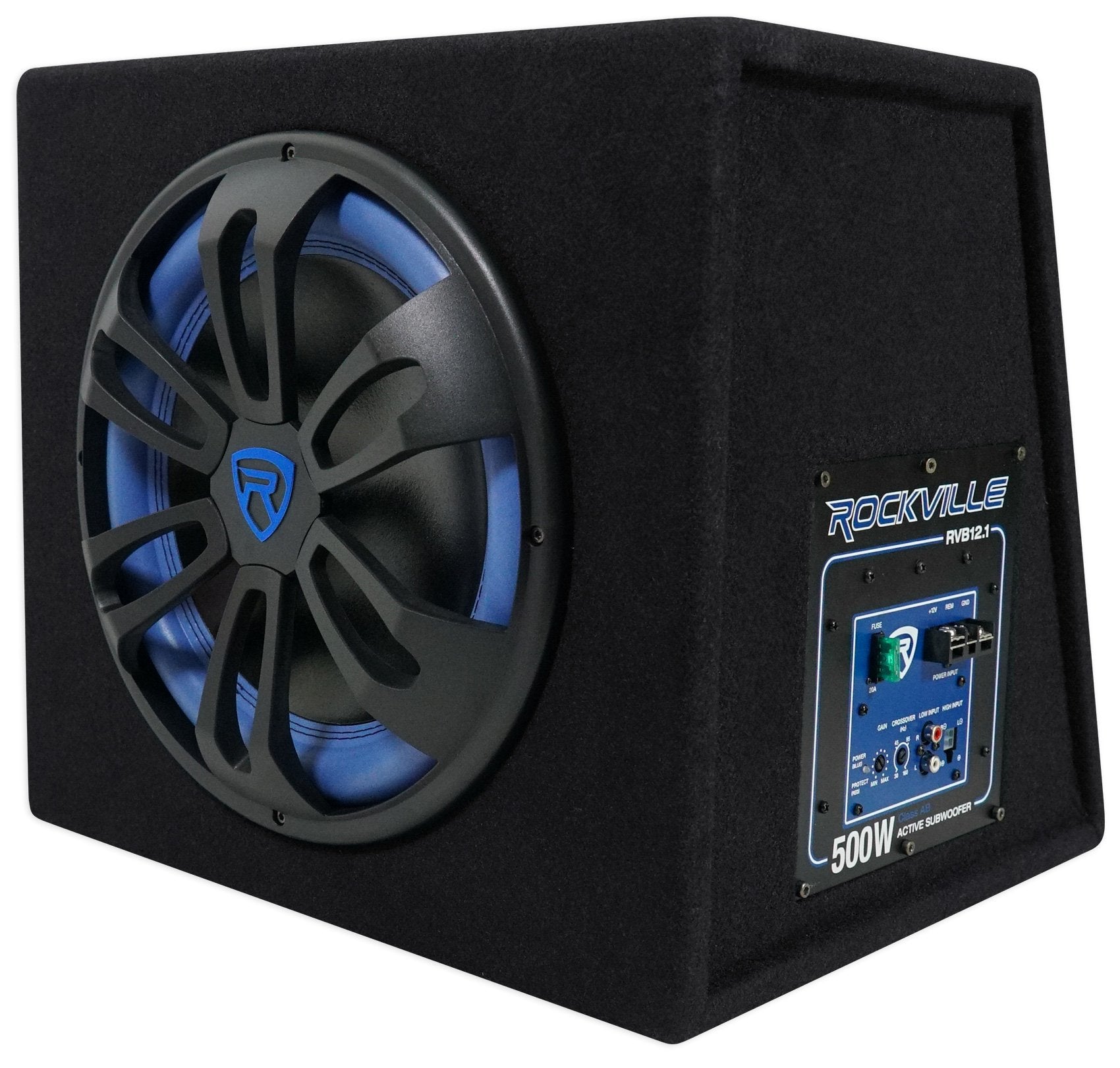 Rockville Rvb12.1A 12 Inch 500W Active Powered Car Subwoofer+Sub Enclosure Box
