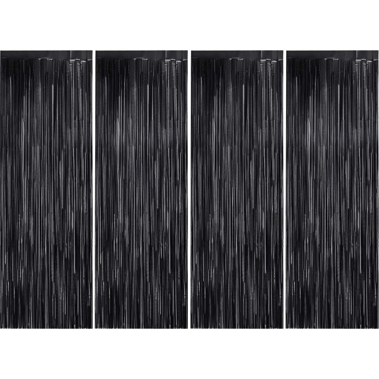 4 Pcs Foil Fringe Curtains Backdrop Metallic Tinsel Streamers Photo Booth Backdrops Door Fringe Curtains For Wedding Birthday Ha