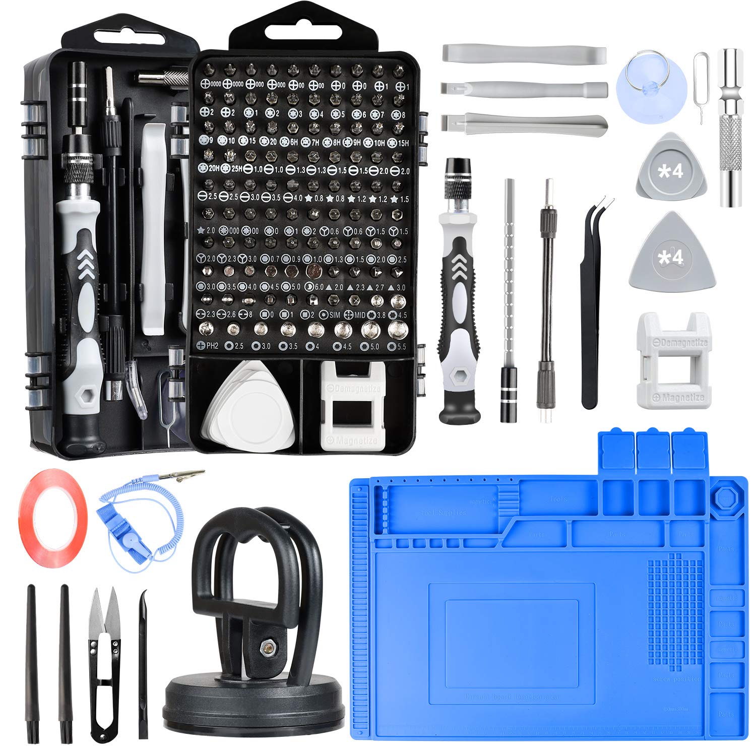 Precision Screwdriver Set Phone Repair Tool Kit, 130 In 1 Diy Repair Kit With Anti Static Mat Esd Safe Wristband, Magnetic Drive