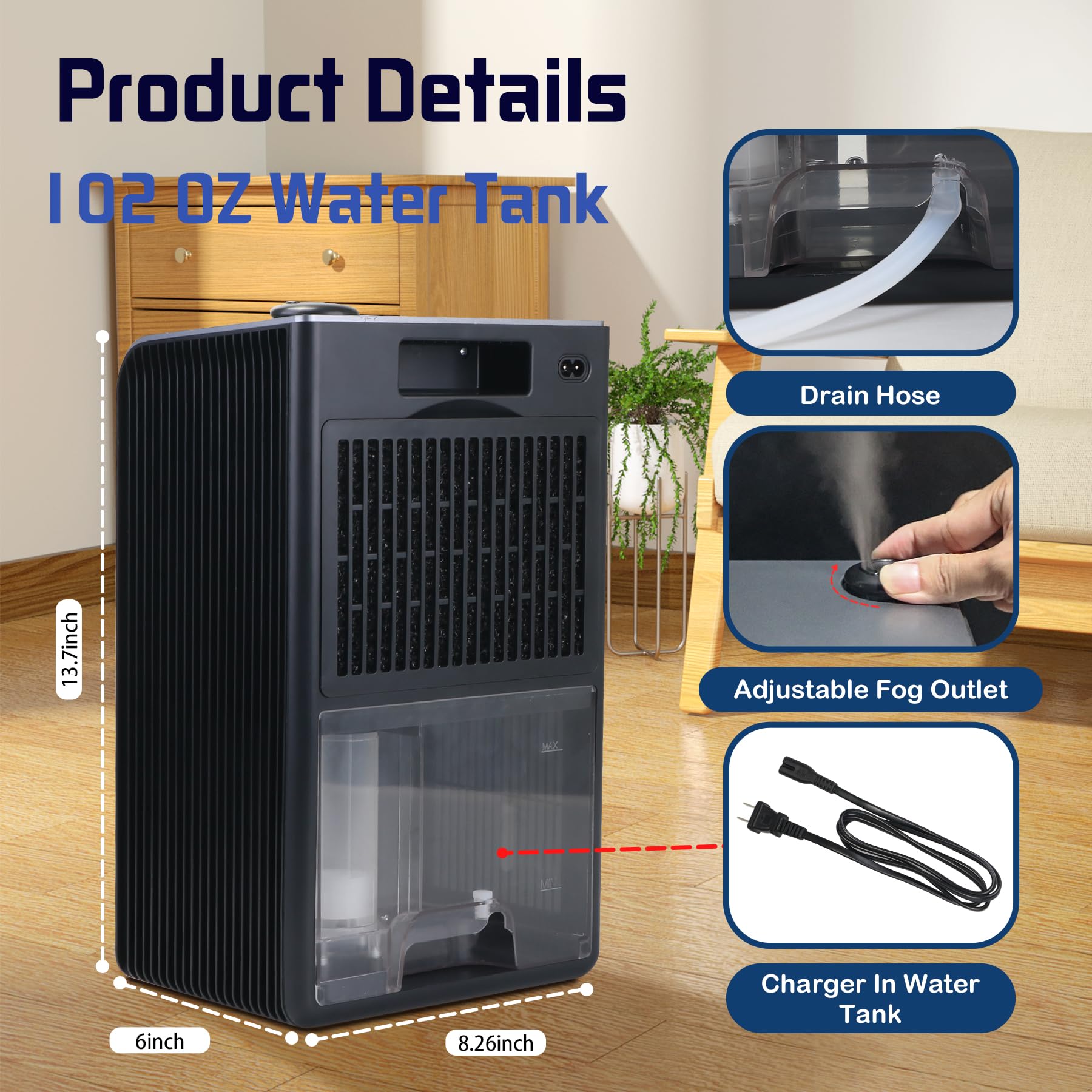 Dehumidifier,2 In 1Humidifier Dehumidifier Combo,102 Oz Water Tank Dehumidifiers For Home Bedroom,Small Dehumidifier For Basemen