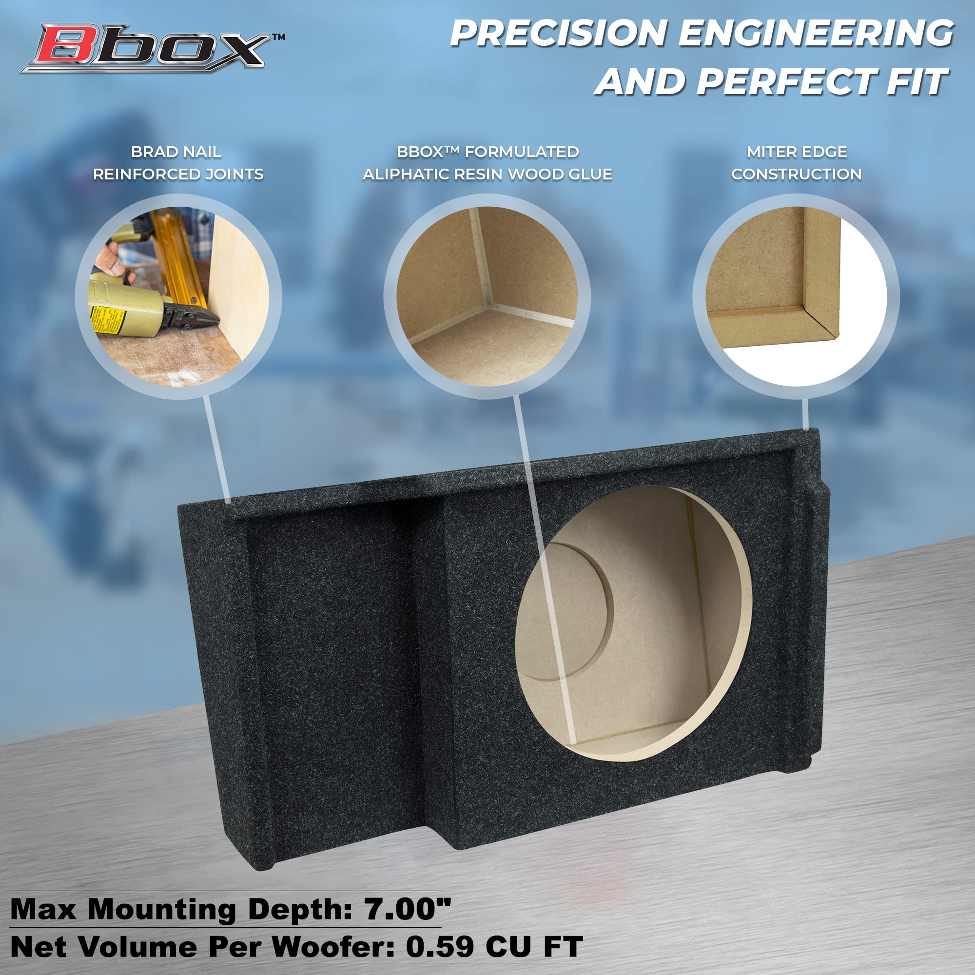 Bbox Single Sealed 12 Inch Subwoofer Enclosure   Accu Tuned Sealed Subwoofer Boxes   Subwoofer Box Improves Audio Quality, Sound