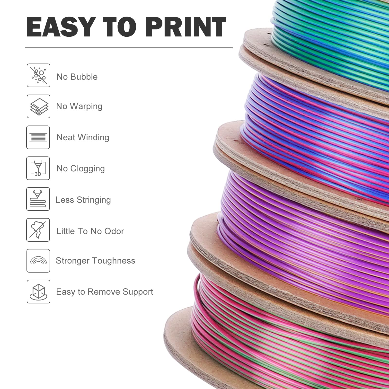 Eryone Silk Dual Color Filament Pla 3D Printer 1.75Mm +/  0.03Mm, Coextrusion Filament Pla Shiny Filament 1Kg(2.2Lbs), Red Gold