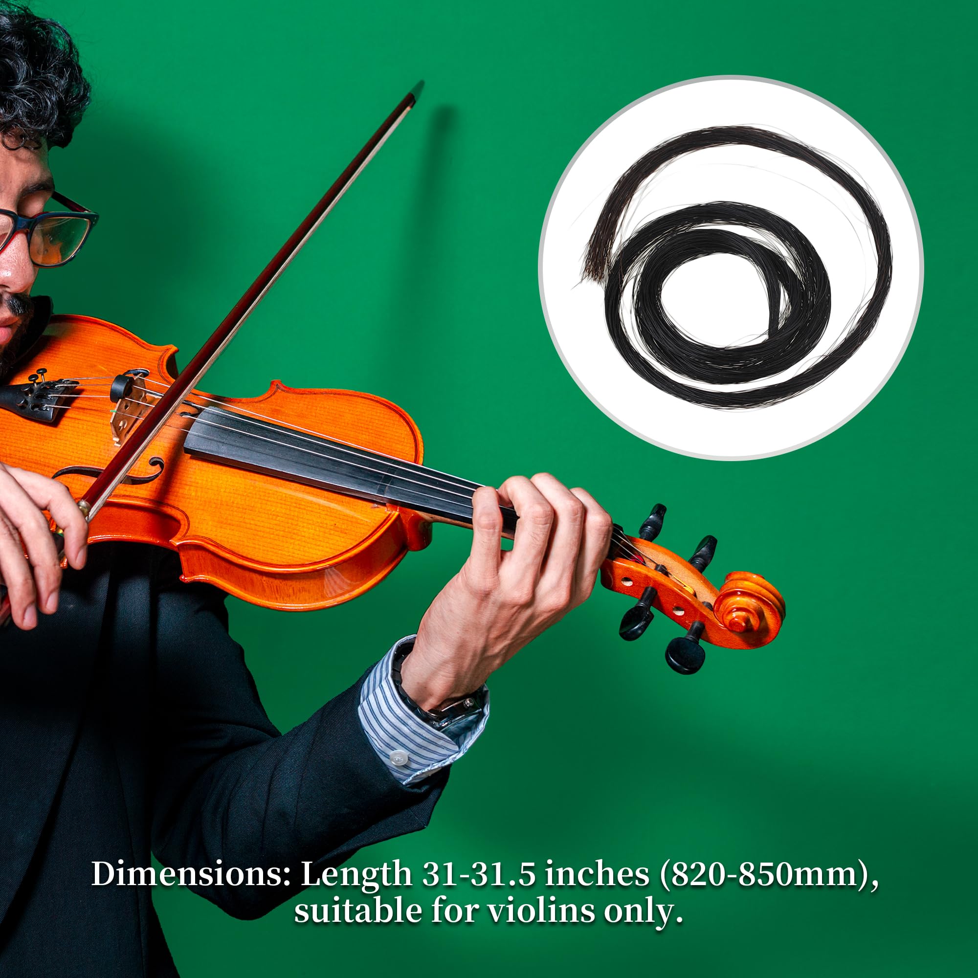 Bqlzr Black 32 Inch Hank Mongolian Horse Hair Violin Bow Hair Replacement