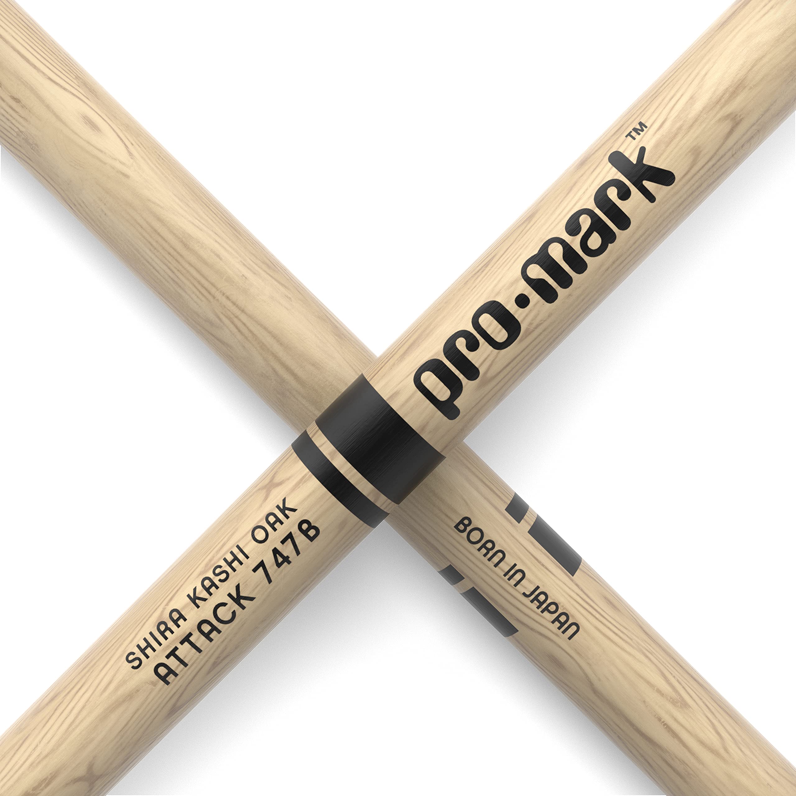 Promark Drum Sticks - Classic Attack 747B Shira Kashi Oak Drumsticks, Oval Nylon Tip, One Pair