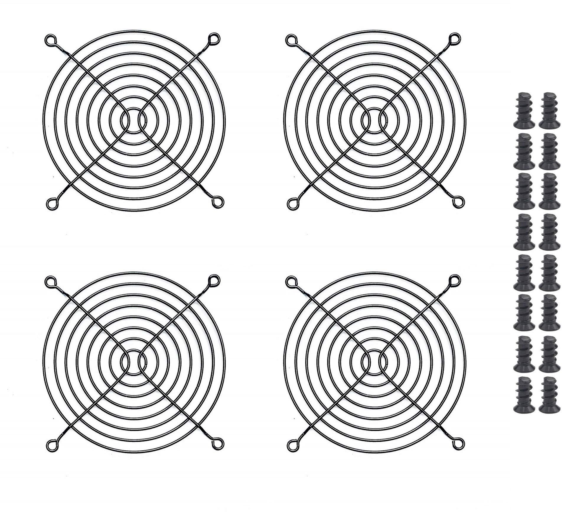 Easycargo 4Pcs 120Mm Fan Grill 120Mm Guard Black With Screws (Black 120Mm)