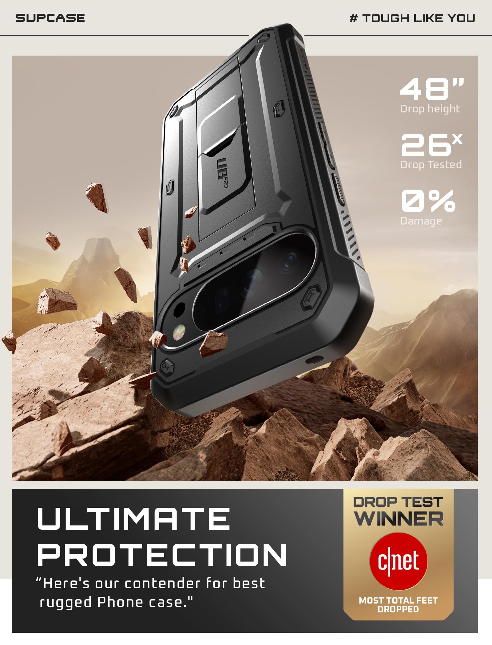 Supcase For Google Pixel 10 Pro Xl Case With Screen Protector (Unicorn Beetle Pro), [Built-In Stand & Belt-Clip] [Military-Grade