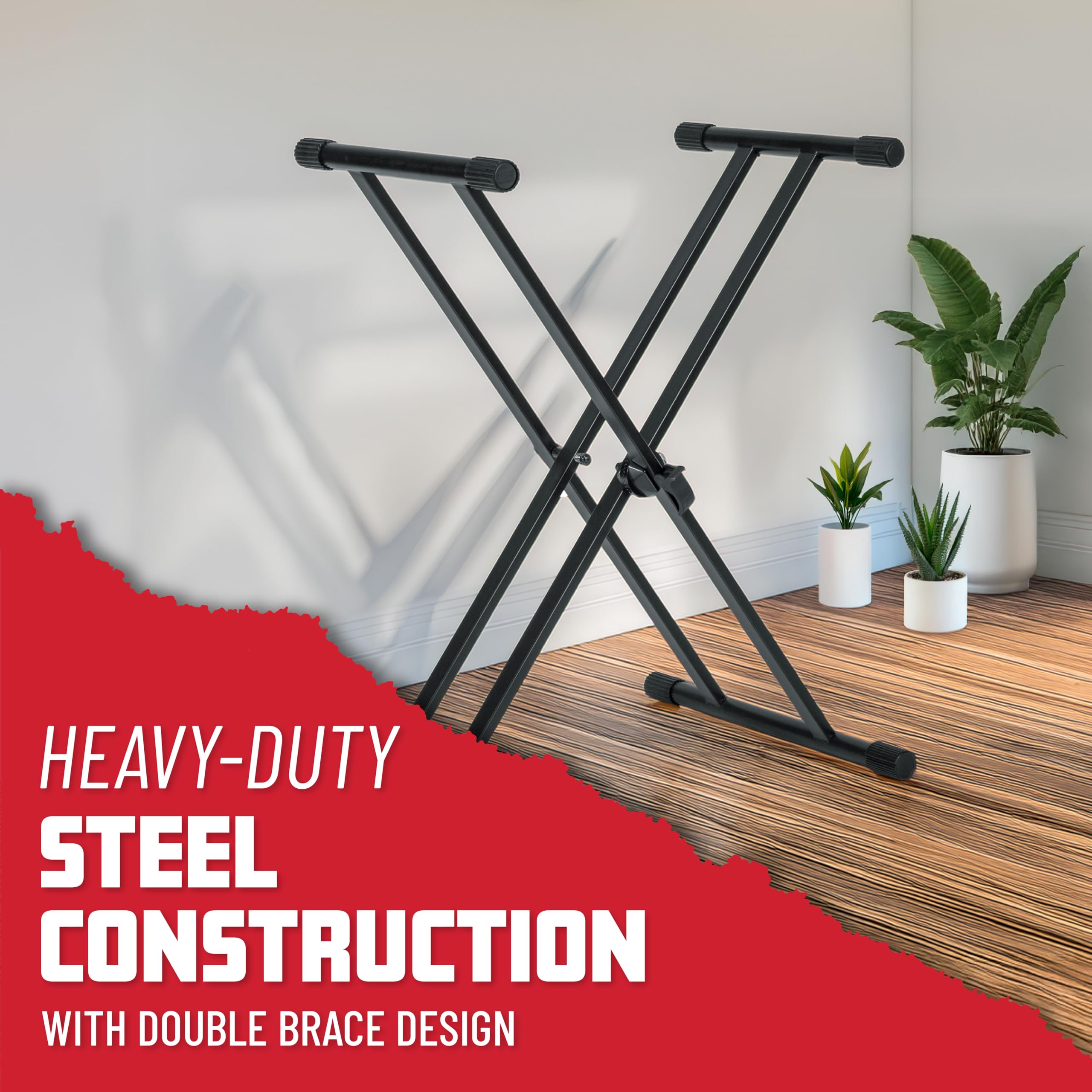 Gator Frameworks Double Brace X-Style Keyboard Stand With Adjustable Height And Leveling Feet, (Gfw-Key-2000X)