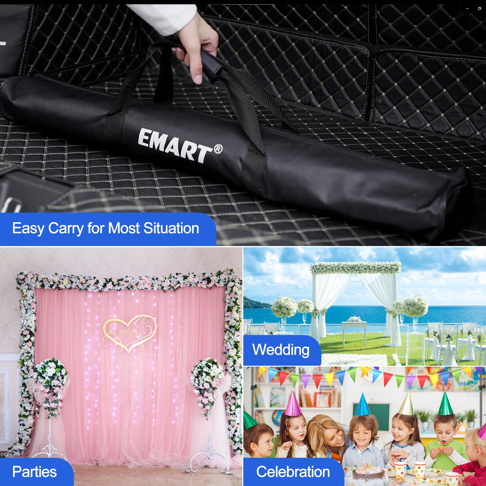 Emart Backdrop Stand,10X9Ft Adjustable Photo Background Stand For Parties Photography, Back Drop Stand Banner Background Holder