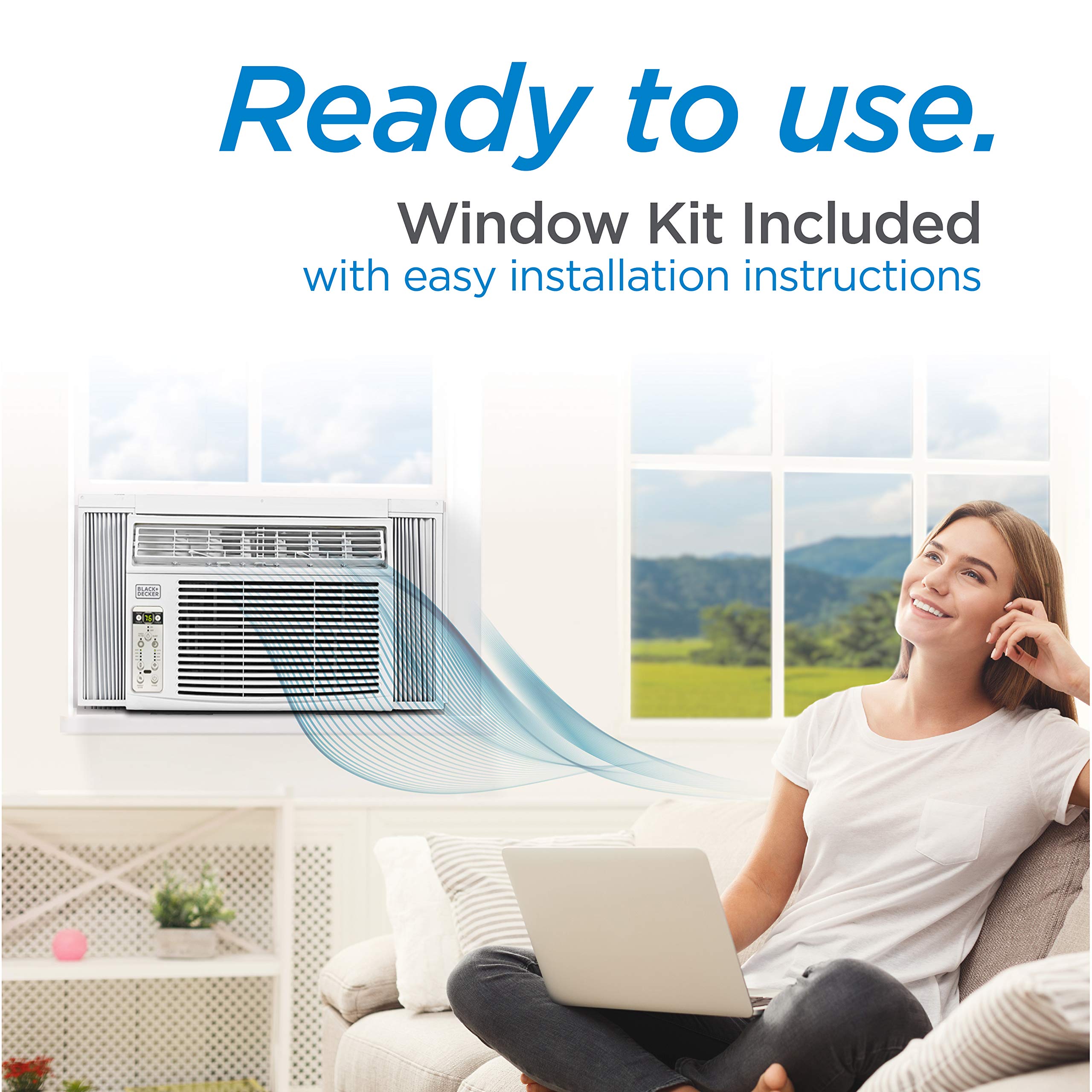 Black+Decker Window Air Conditioner 12000 Btu, Ac Window Unit Cools Up To 550 Square Feet, Window Ac Unit With Remote Control, 3