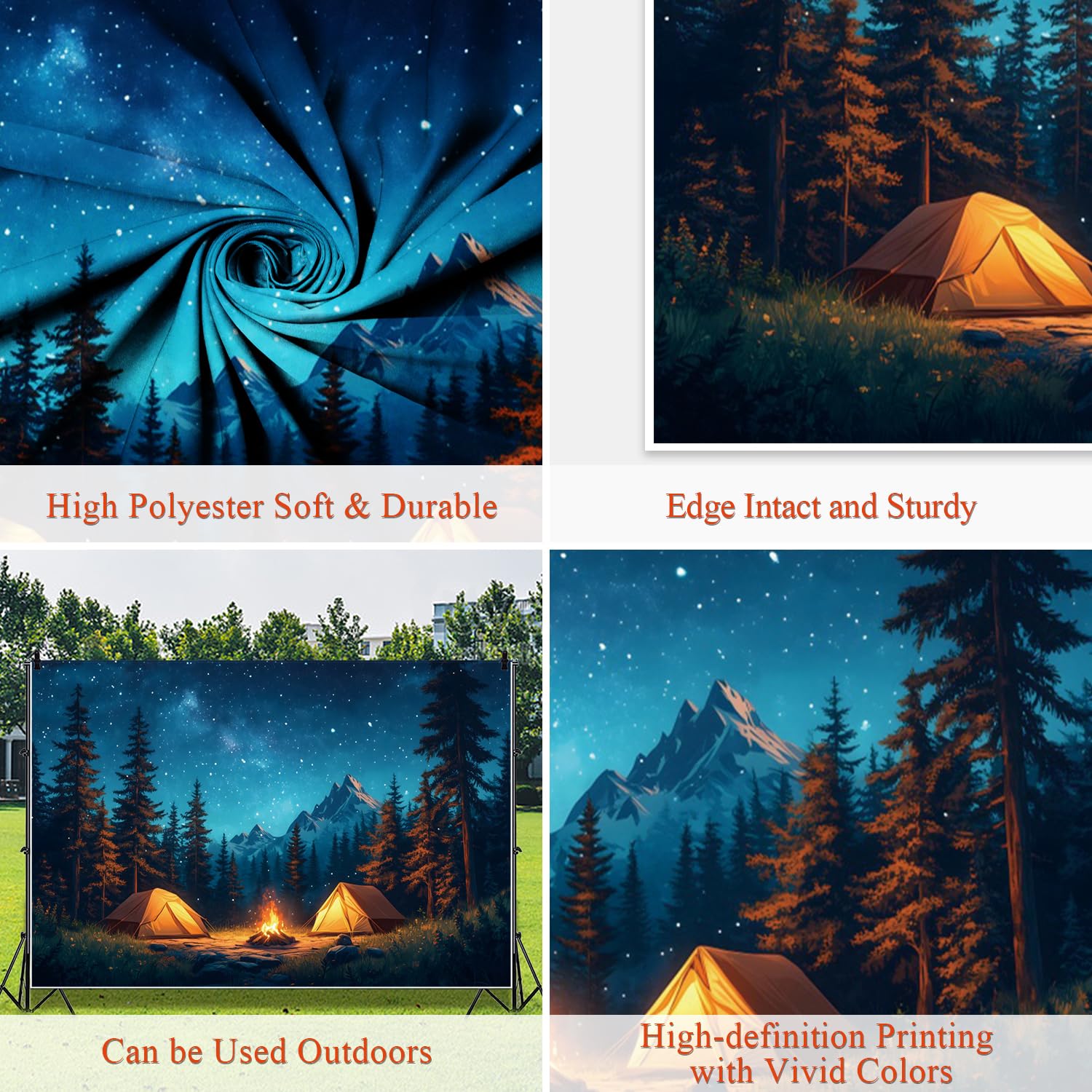 10X8Ft Forest Scene Camping Backdrop, Camping Photography Background For Children Adults, Happy Camping Party Banner Decorations
