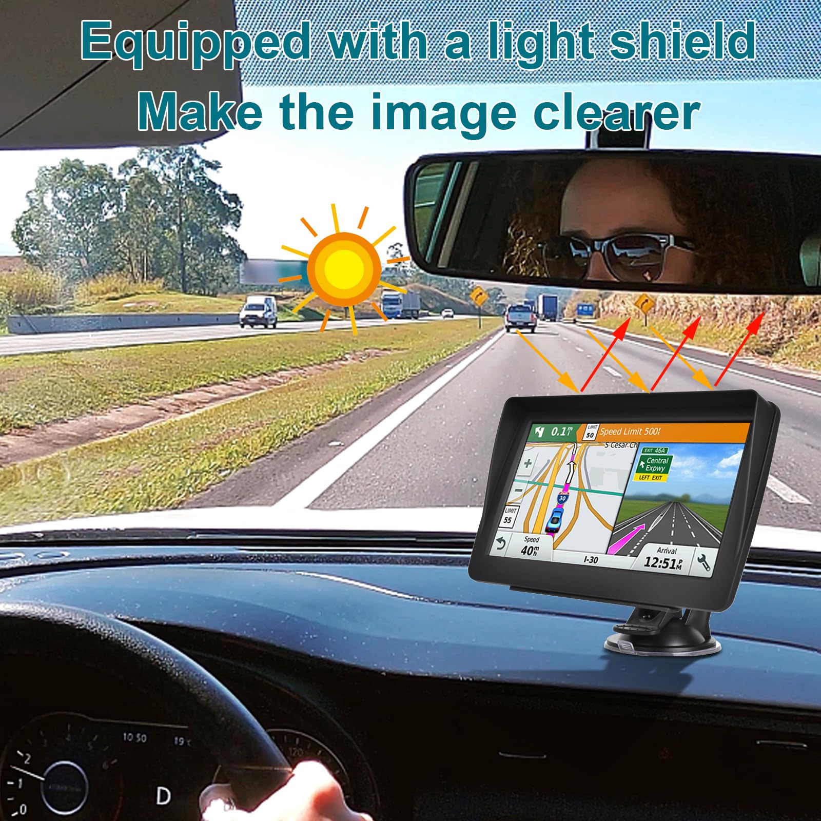 Gps Navigator For Car 2024 Latest 7 Inch Hd Touchscreen 256M 16Gb Voice Turning Alert Speed Limit Red Light Warning Car Gps Navi